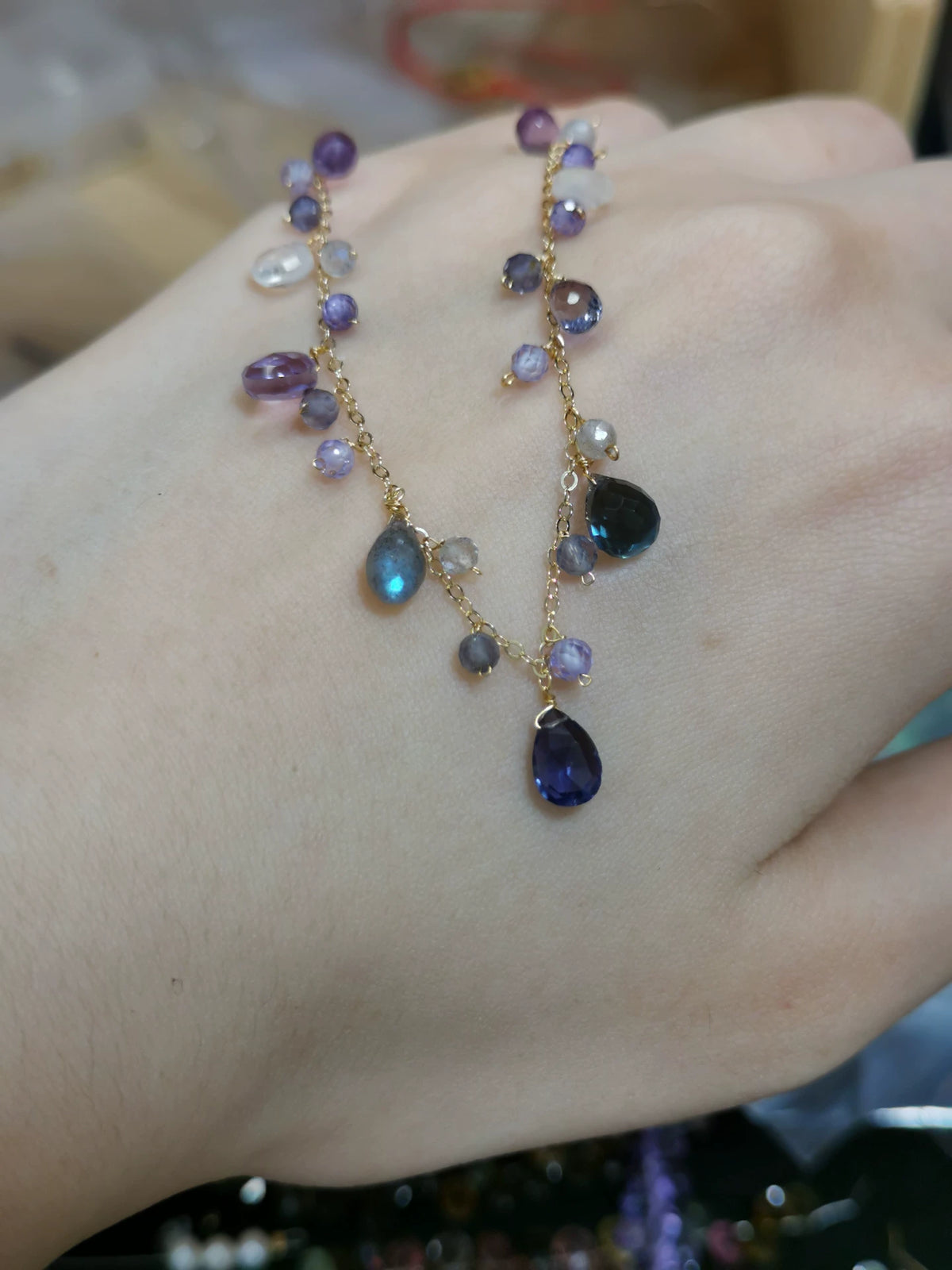Amethyst Mondstein Labradorit Charmarmband