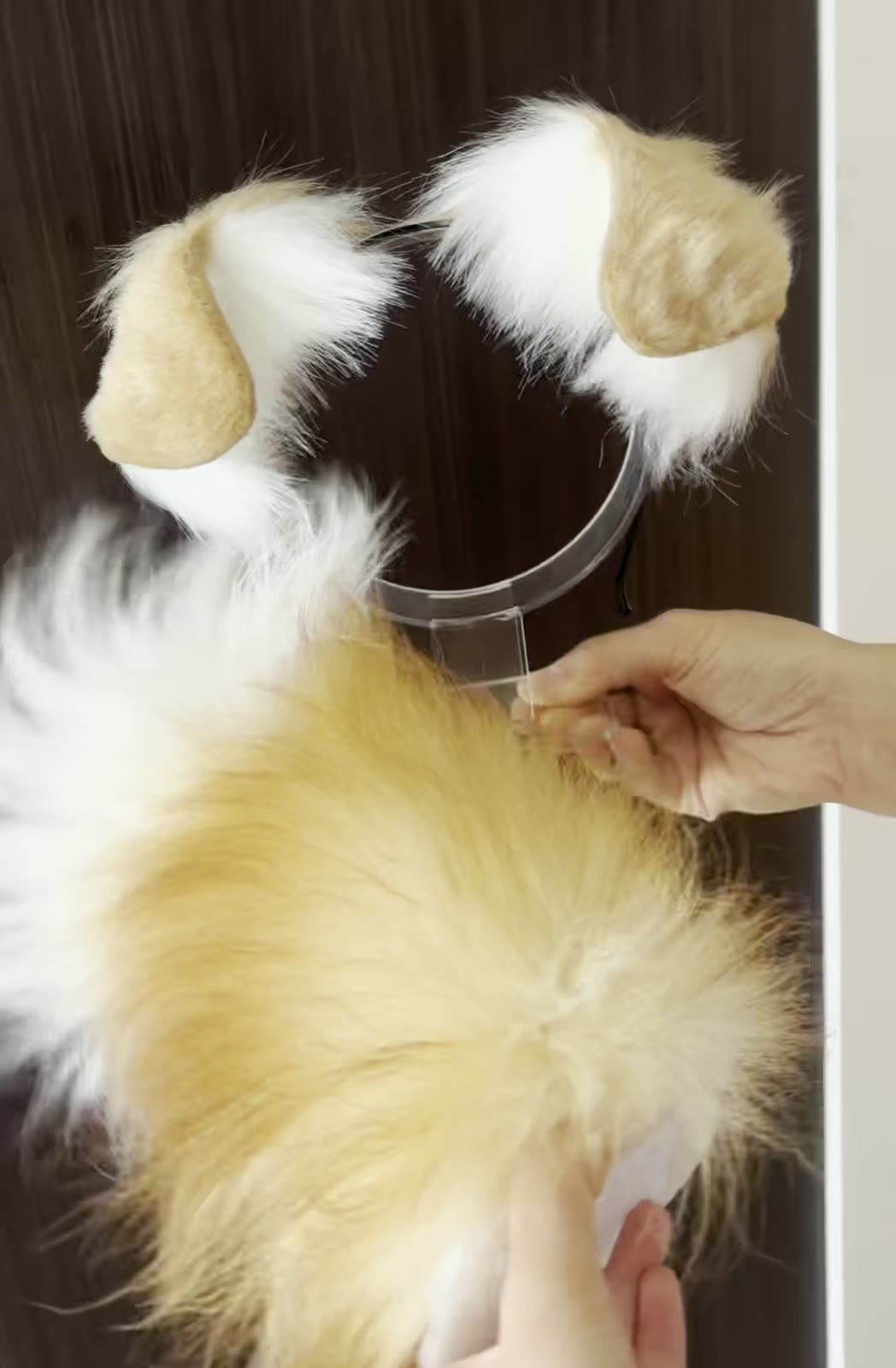 動く犬耳ヘッドバンド&フォックスファーテールセット