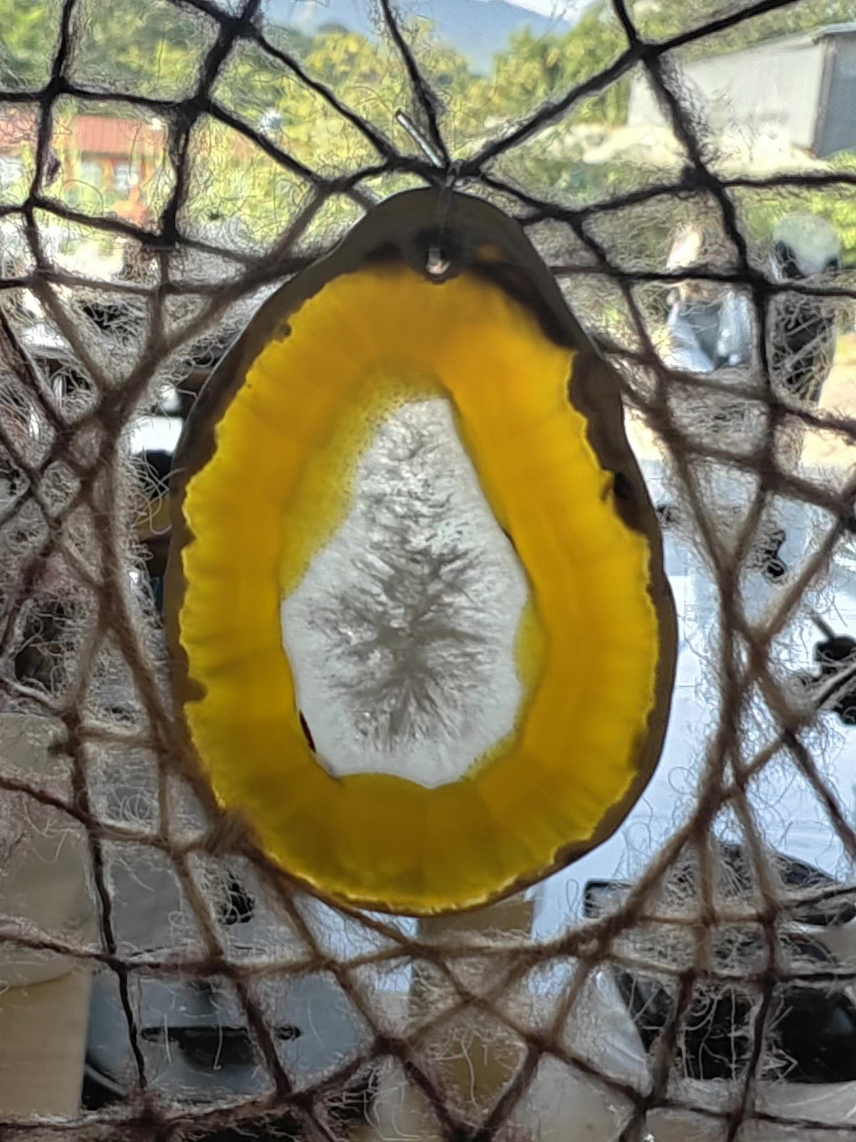 Handmade Rattan Dreamcatcher with Agate and Feathers