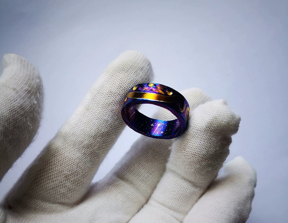 Pure Titanium Ring Double Layer Engraved 20mm