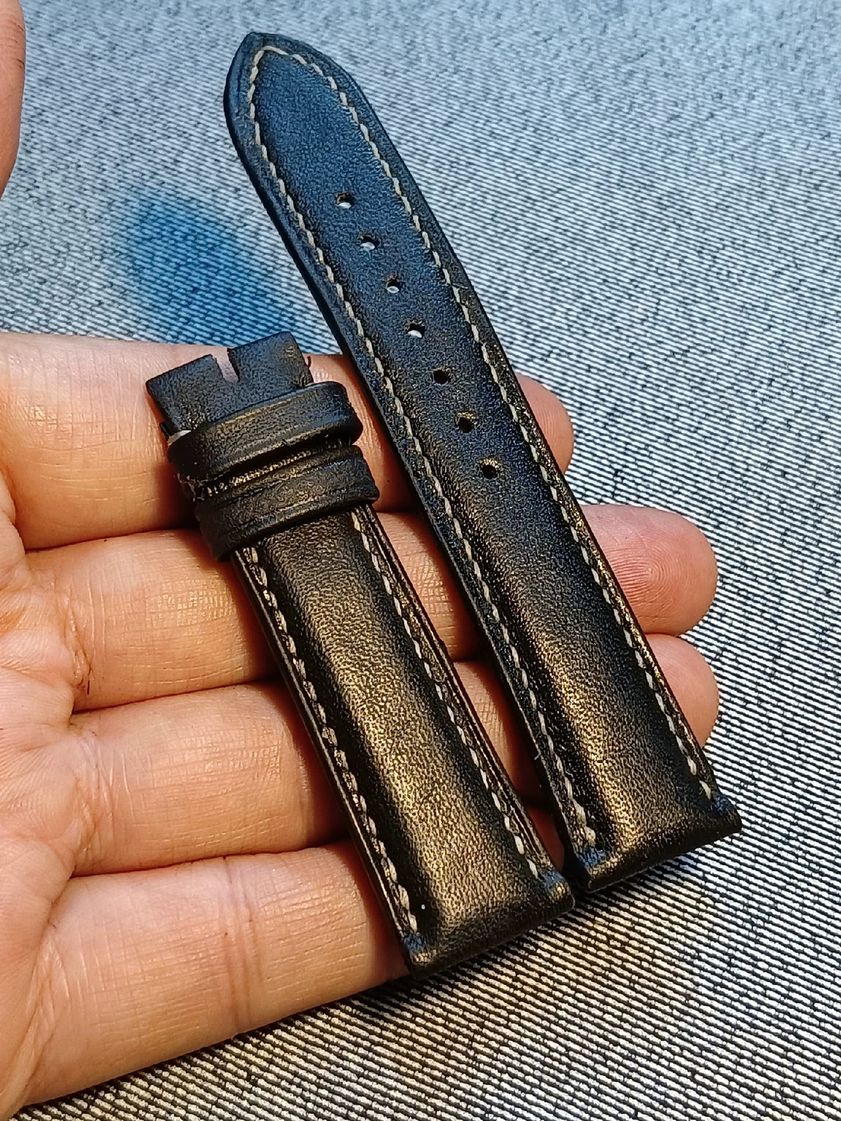 Black Swift Leather Watch Strap