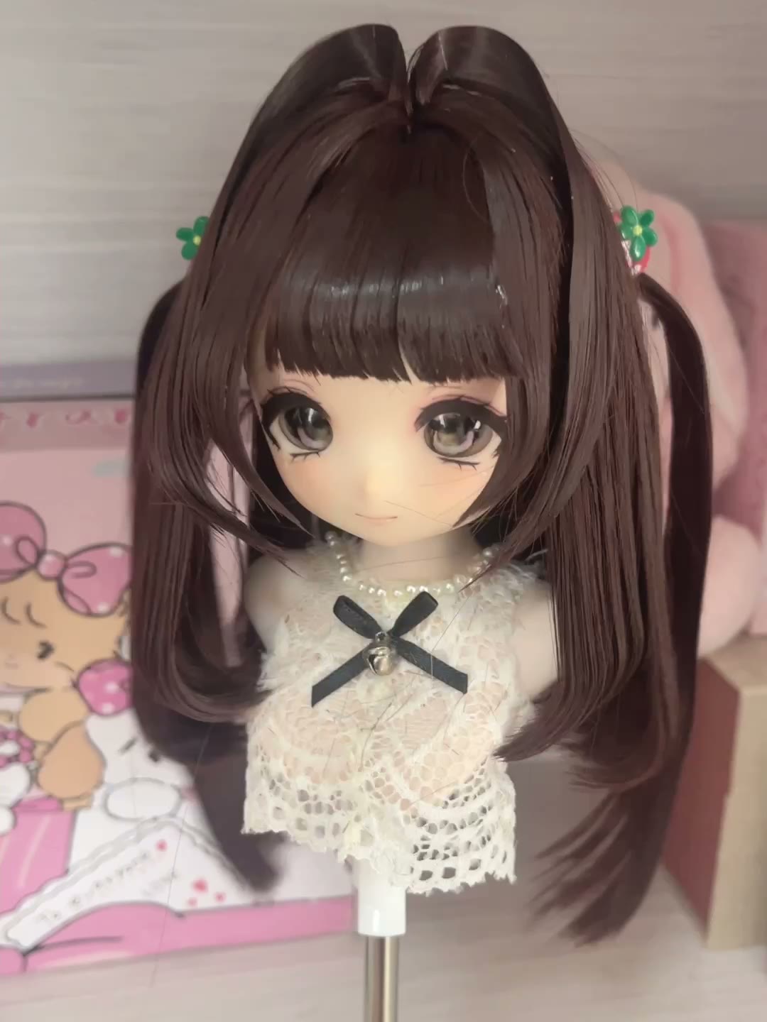 Dark Brown Twin Tail Doll Wig