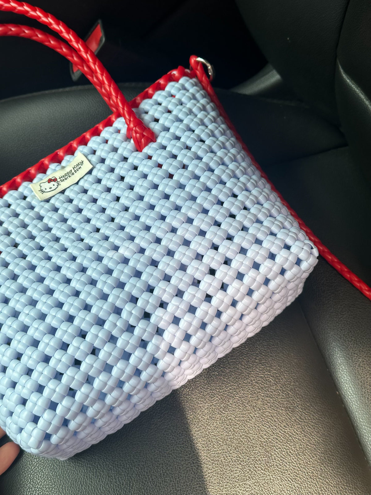 Borsa Tote Intrecciata Hello Kitty Blu Ghiaccio