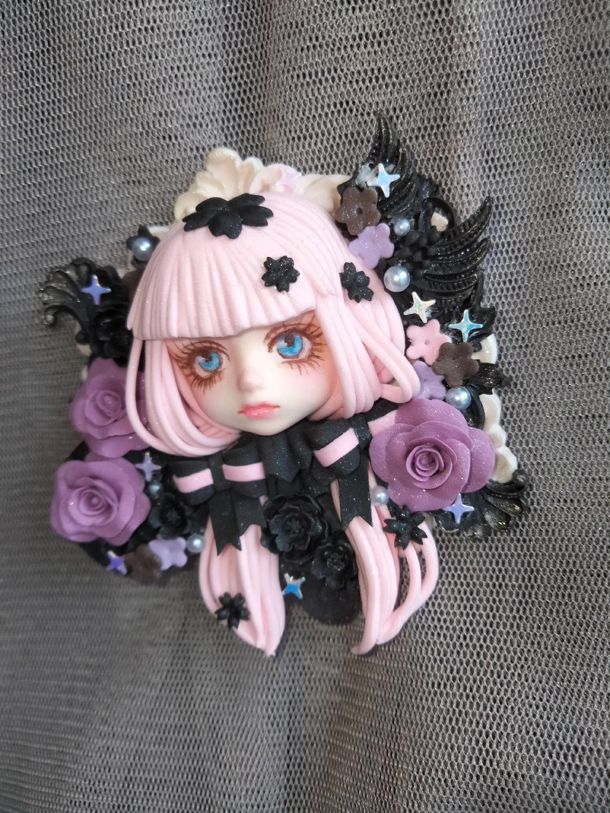 Handmade Clay Doll Head Refrigerator Magnet