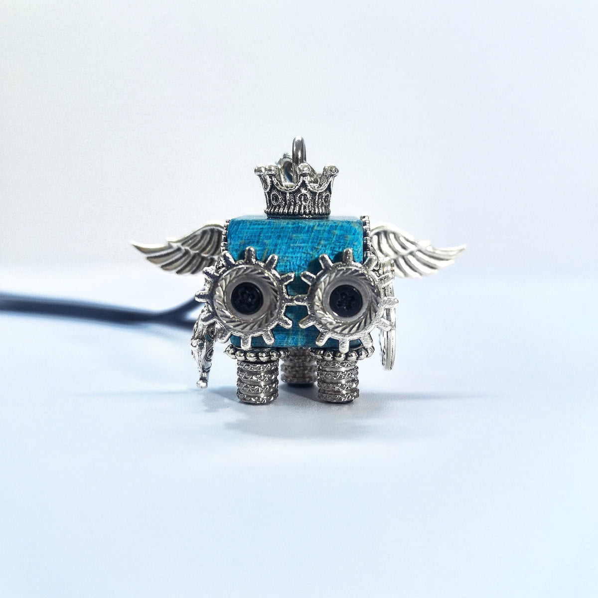 Steampunk Sagittarius Robot Pendant Wood Metal