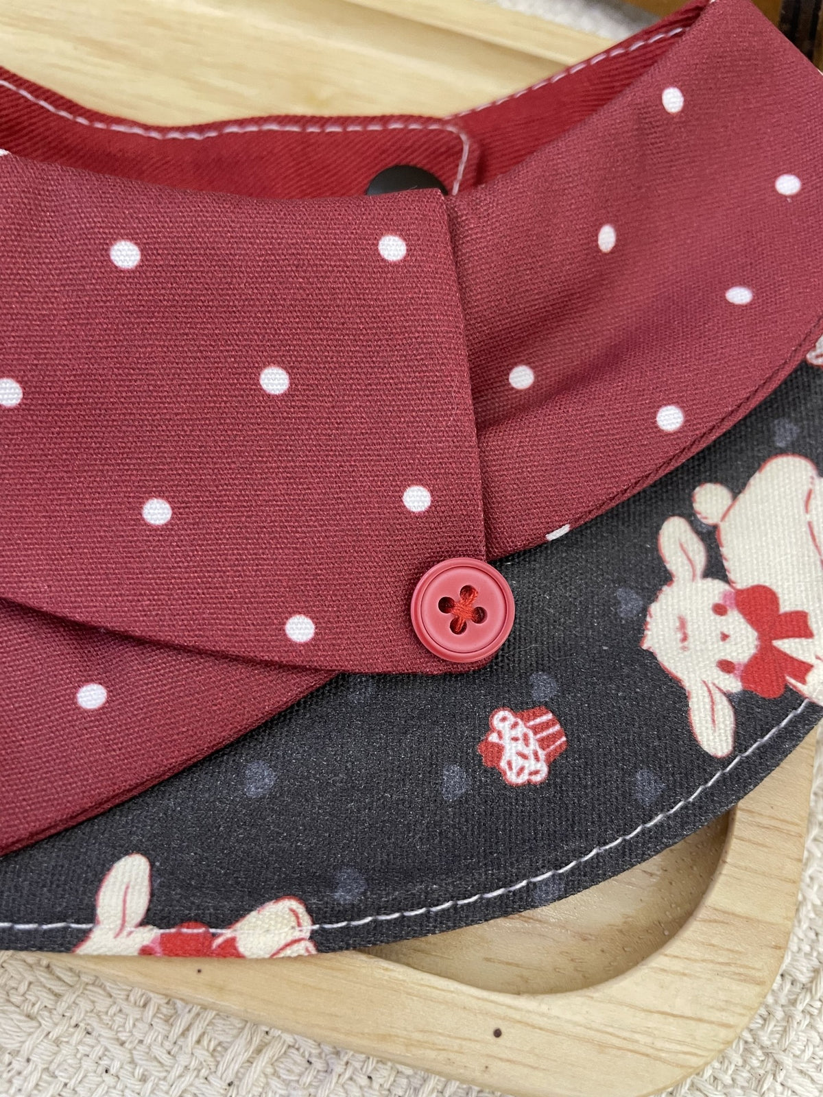 Pet Bandana with Burgundy Polka Dot Design