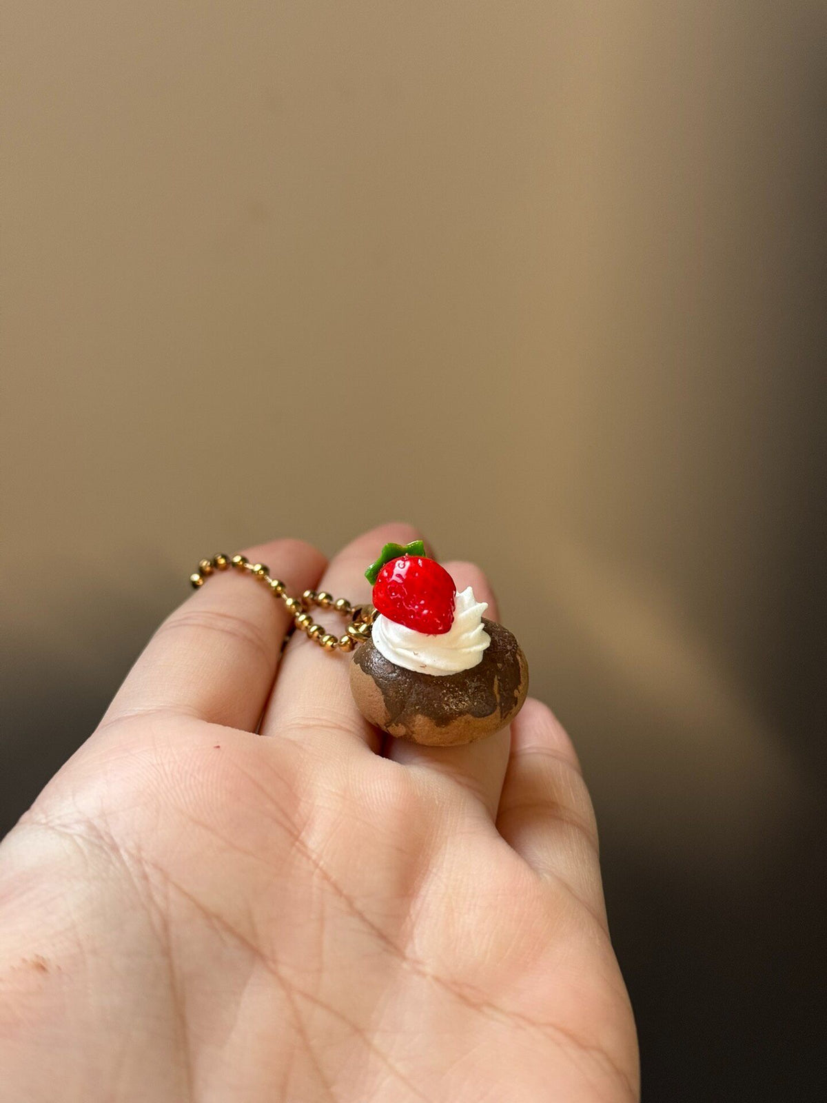 Clay Strawberry Puff Charm 2cm