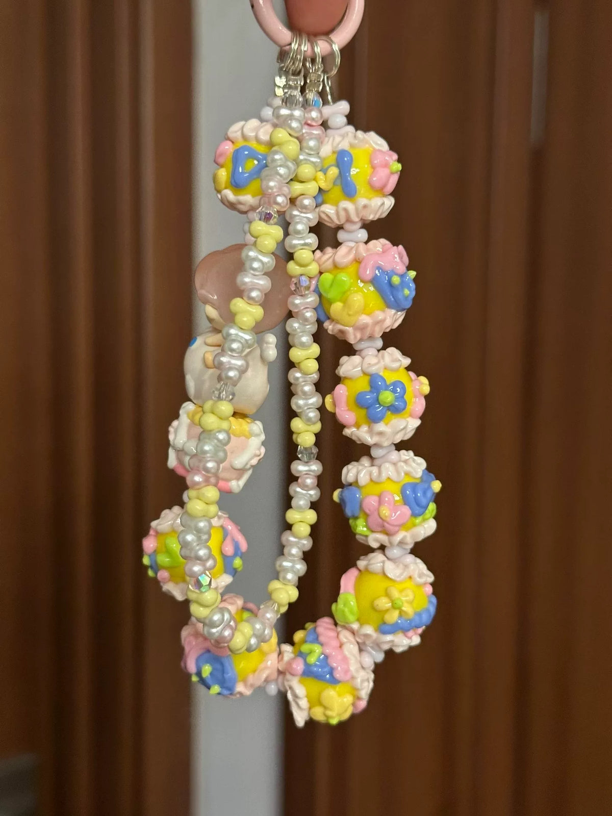 Hand Painted Bead Keychain with Figurine