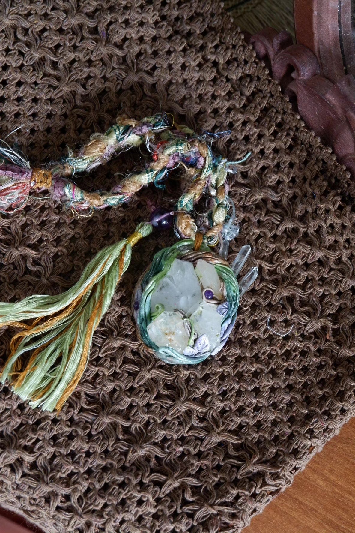 Handcrafted Crystal Clay Pendant Ethnic Decor