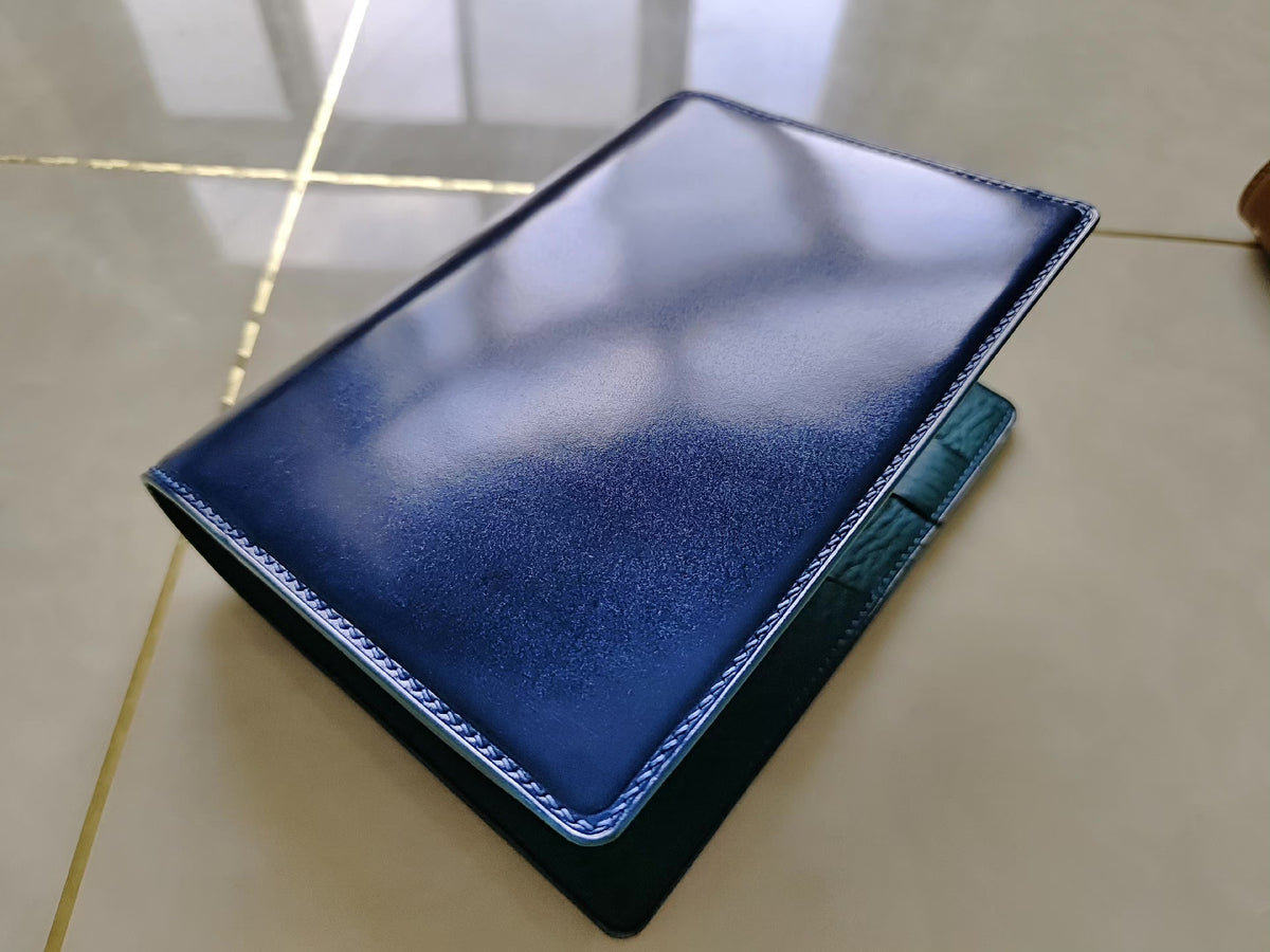 A6 Loose Leaf Notebook Cover Navy Horsehide