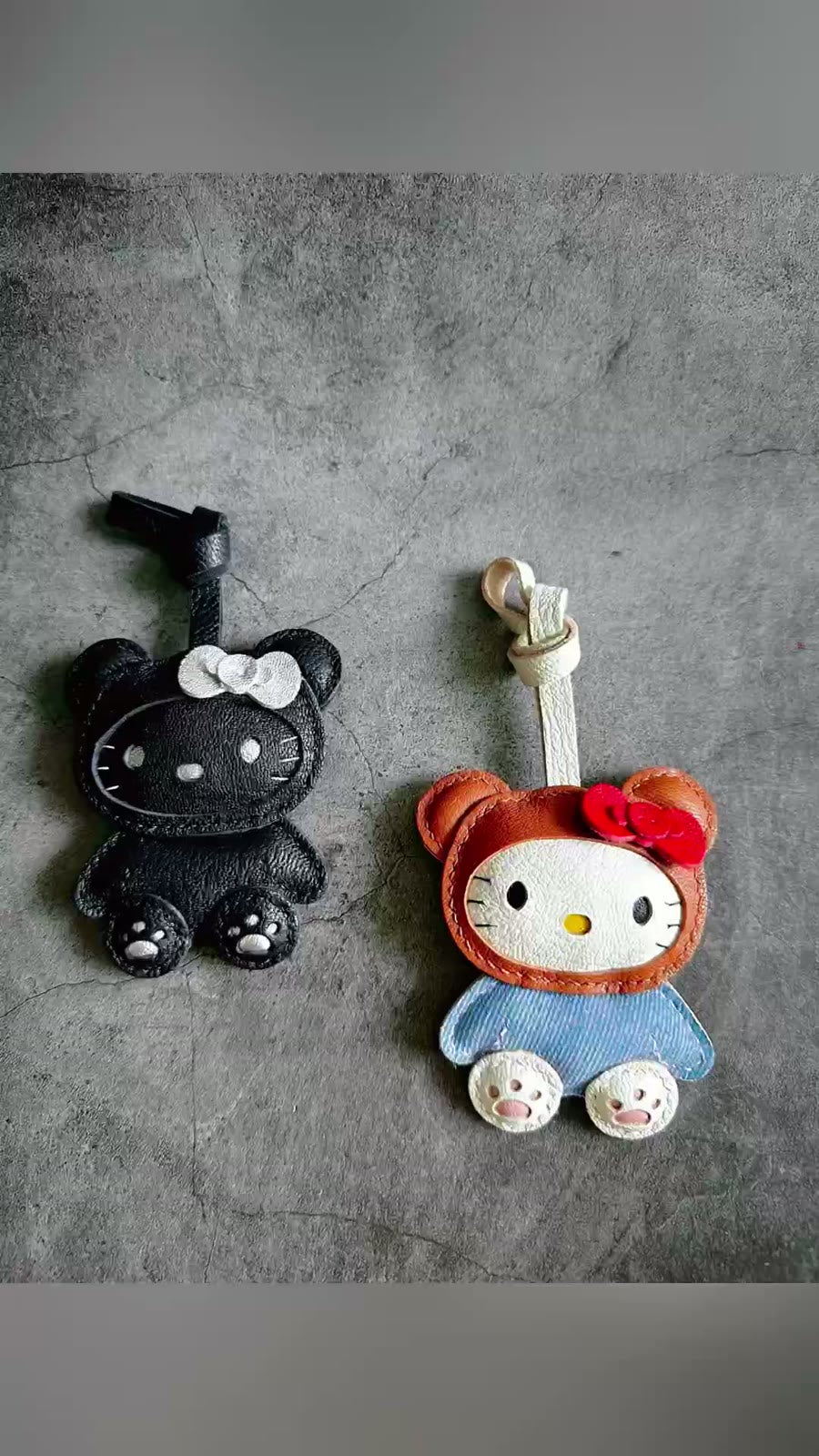 Hello Kitty Pink Leopard Leather Charm