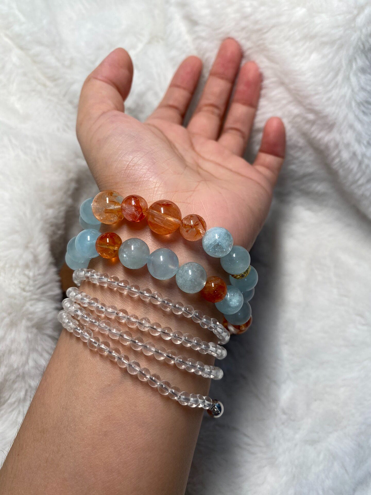 Double-Loop Aquamarine Crystal Bracelet