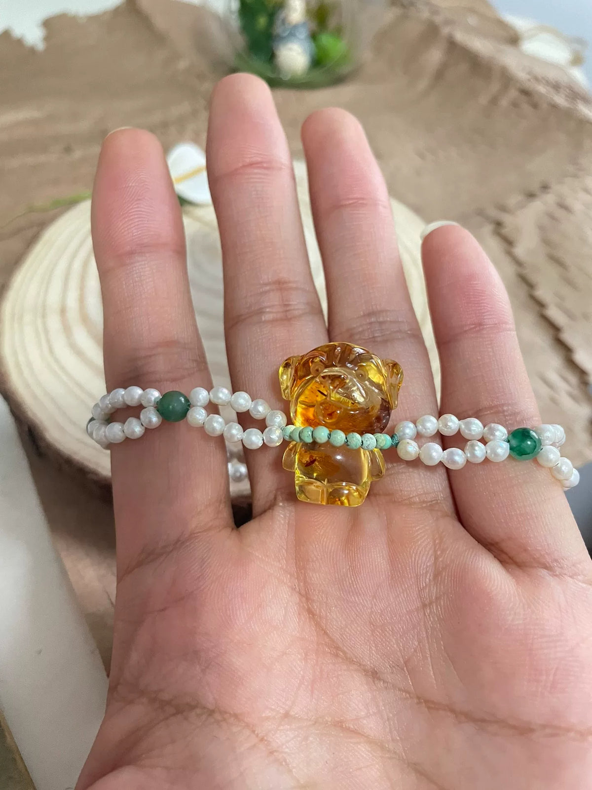 Natürlicher Blumenbernstein Hund-Perlen Zweilagiges Armband