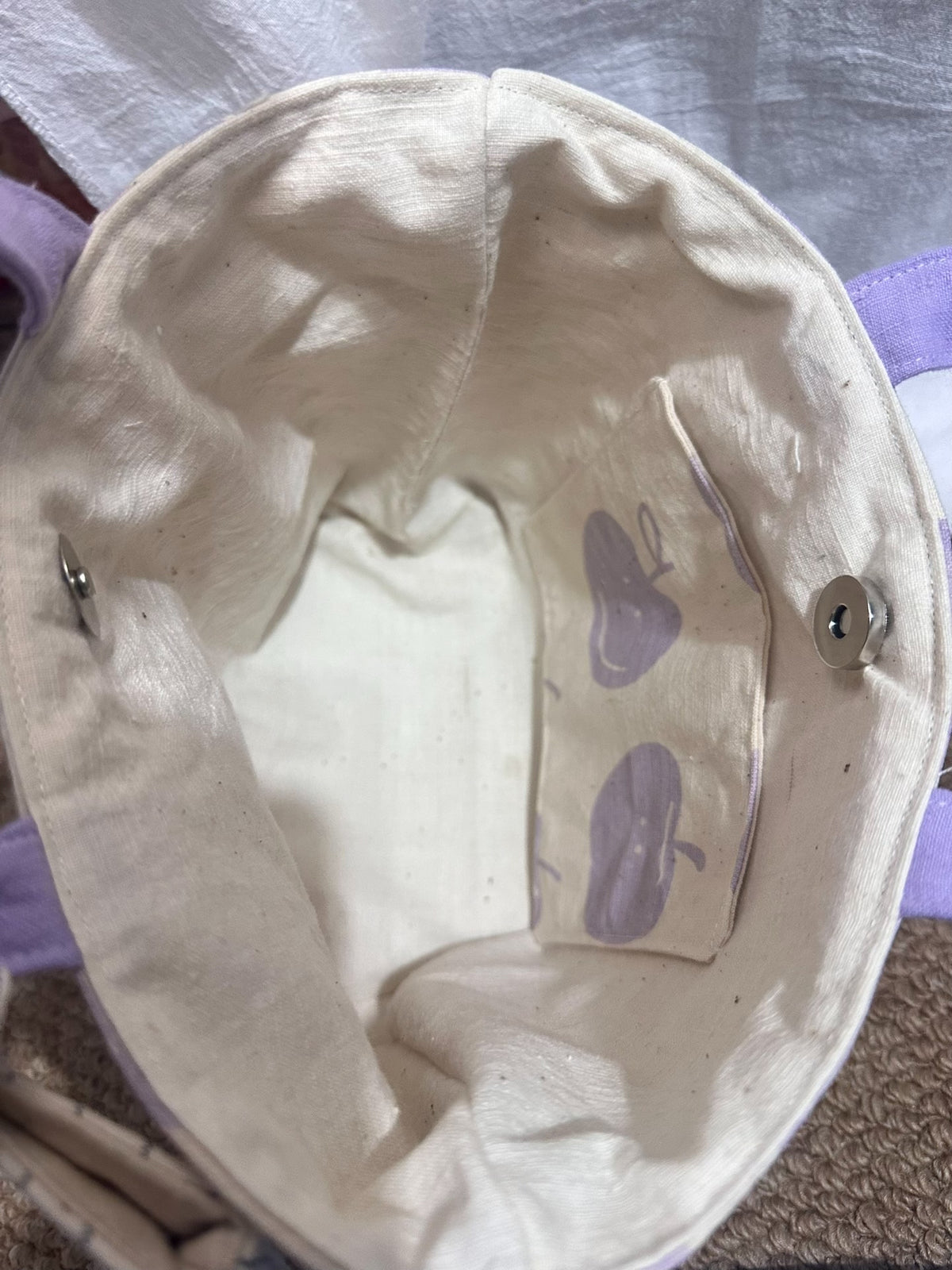 Handmade Purple Apple Small Tote Bag Set