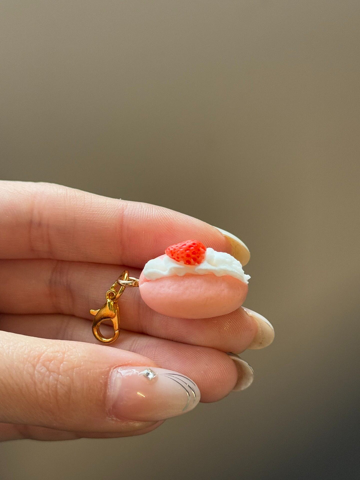 Strawberry Cream Pastry Charm Miniature Keychain