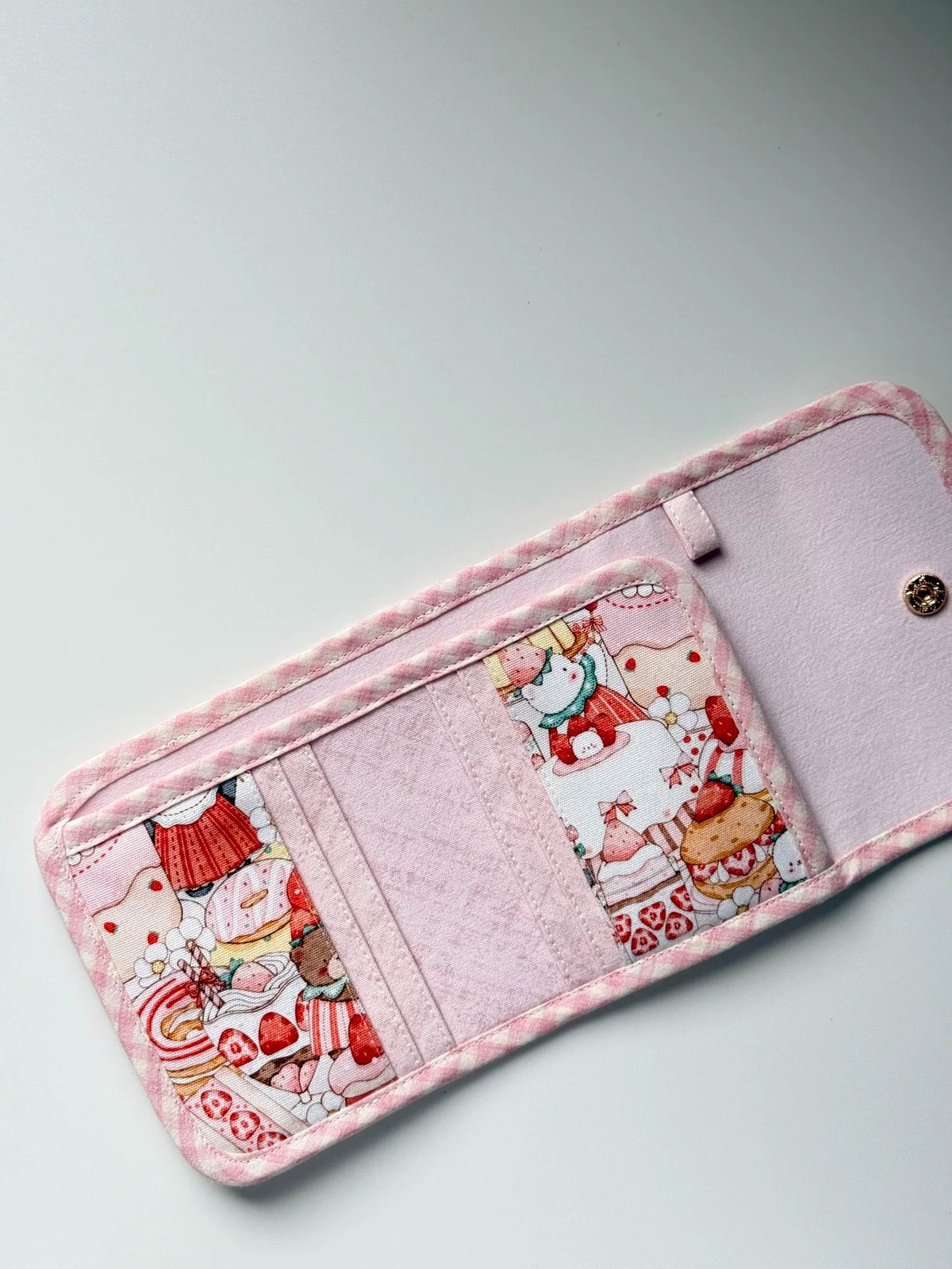 Pink Fabric Bifold Wallet Panda Print