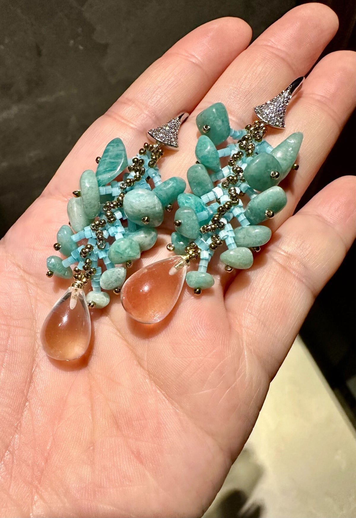 Amazonite Crystal Drop Earrings