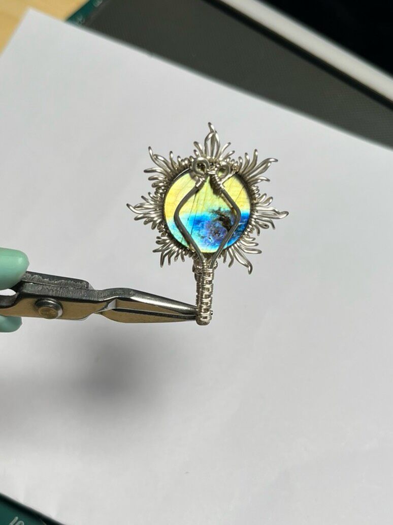 Labradorite Wire Wrapped Pendant Sunburst