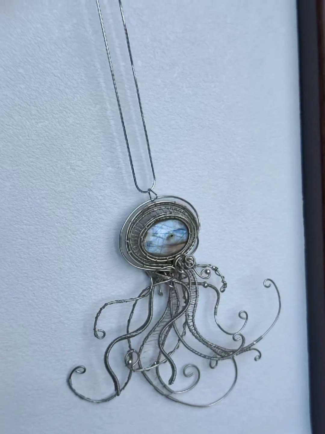 Labradorite Wire Wrapped Jellyfish Pendant Necklace