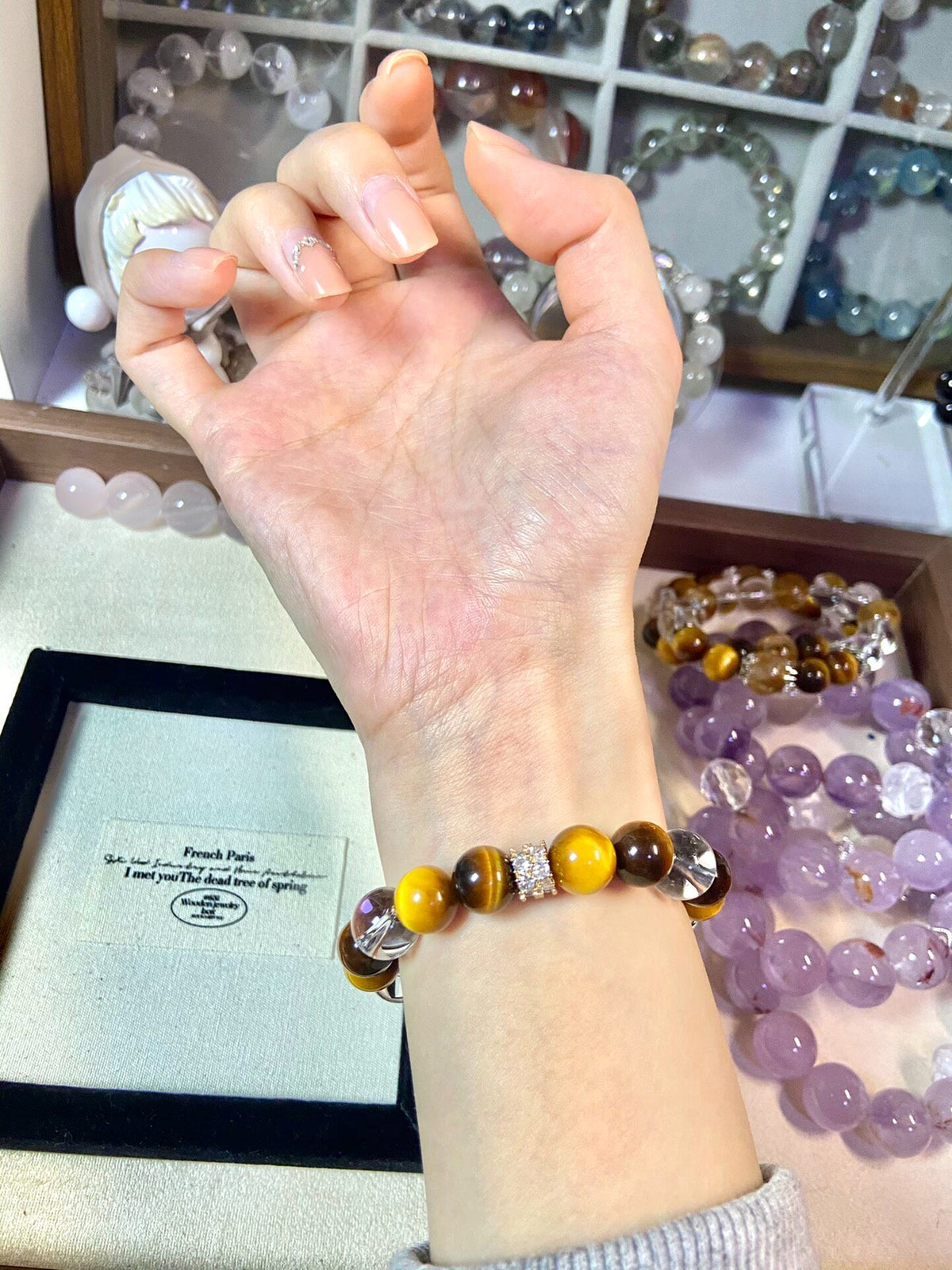 Natural Tiger Eye Crystal Beaded Bracelet