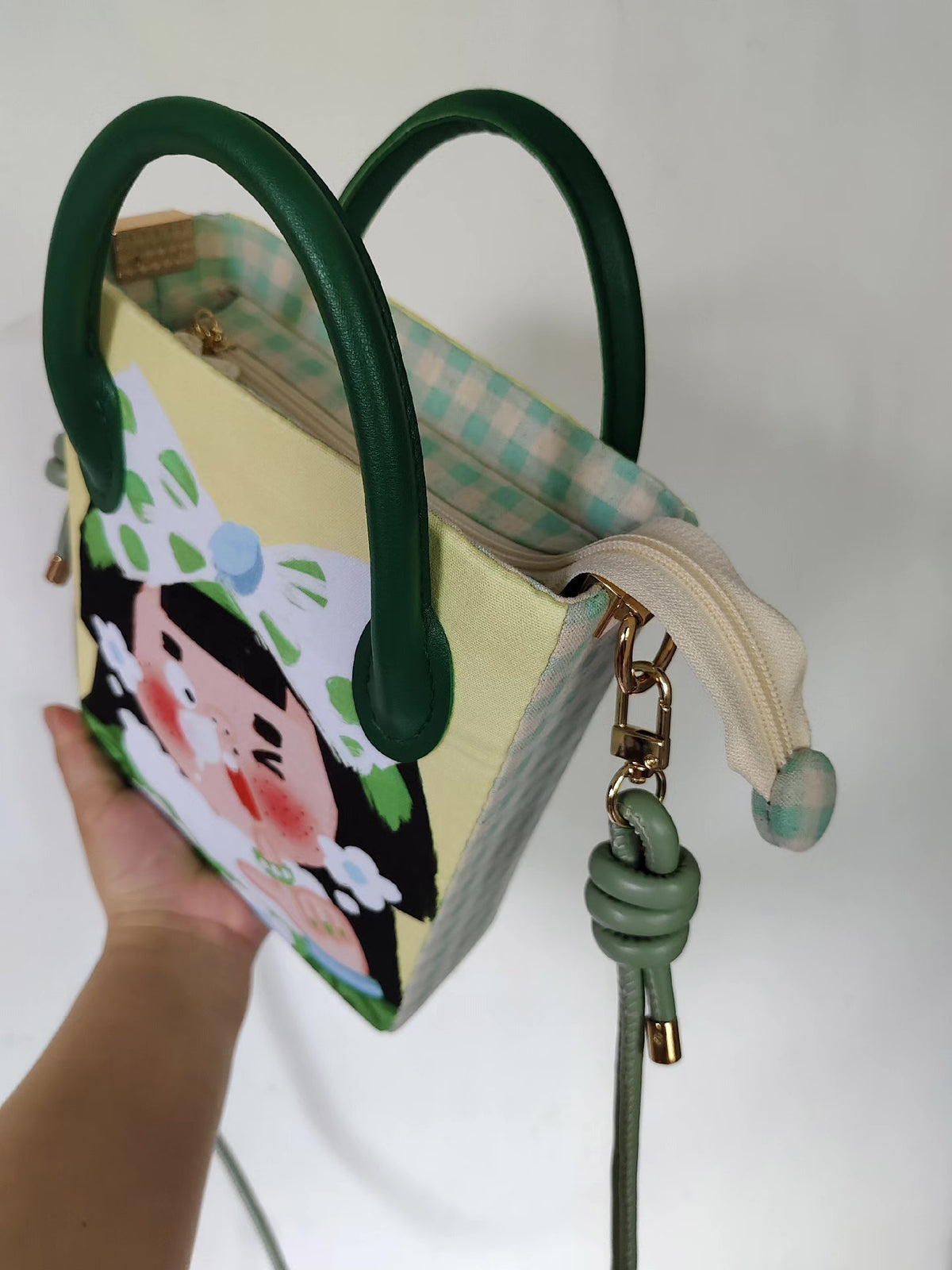 Quirky Girl Handbeschilderde Gestructureerde Tas