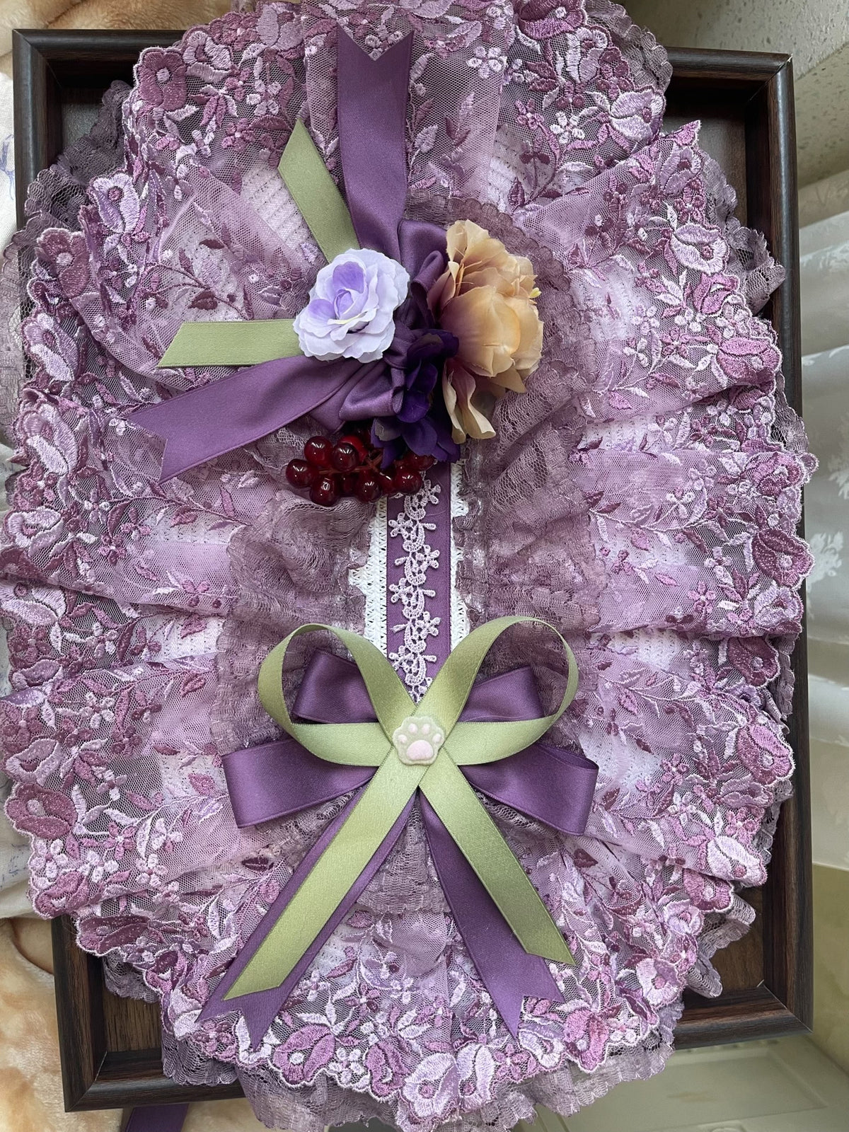 Lolita Purple Lace Flat Bonnet Handmade