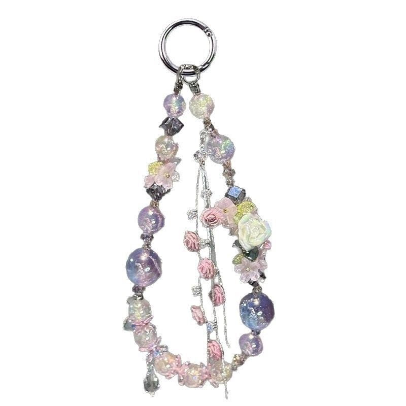 Silver Beaded Phone Charm