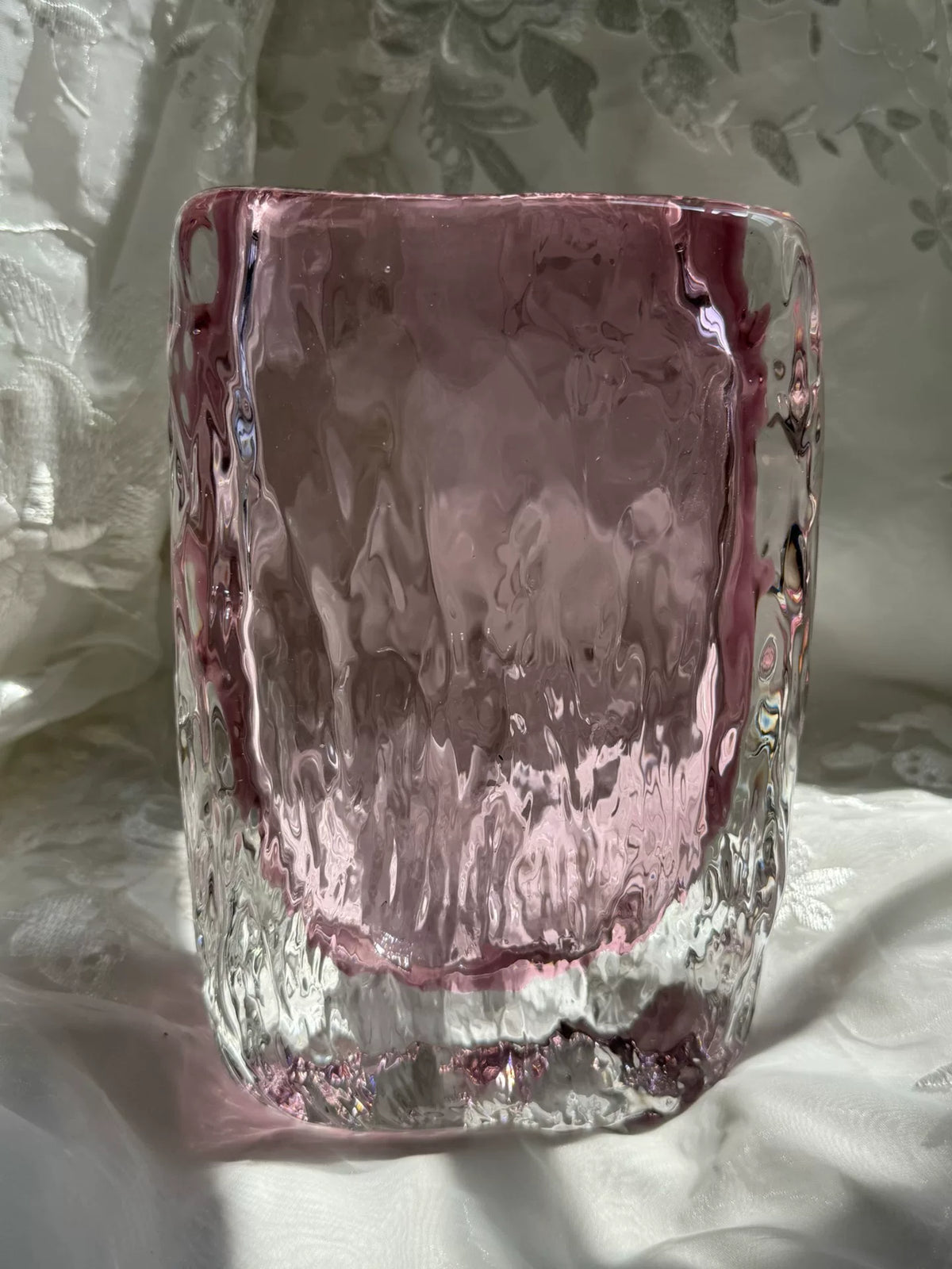 Ensemble de vase et coupe à fruits en verre Liuli rose