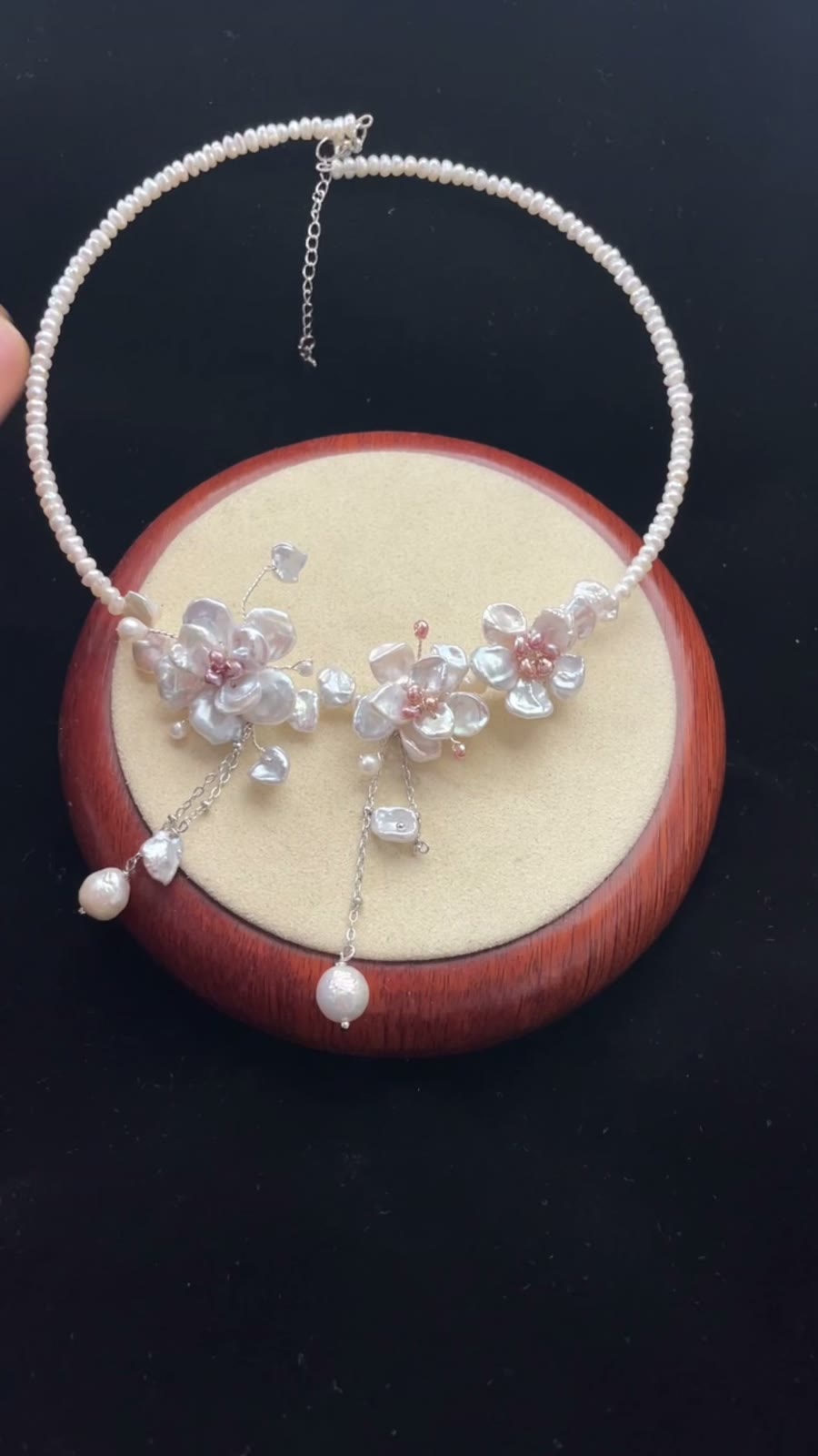 Natural Pearl Choker with Floral Centerpiece