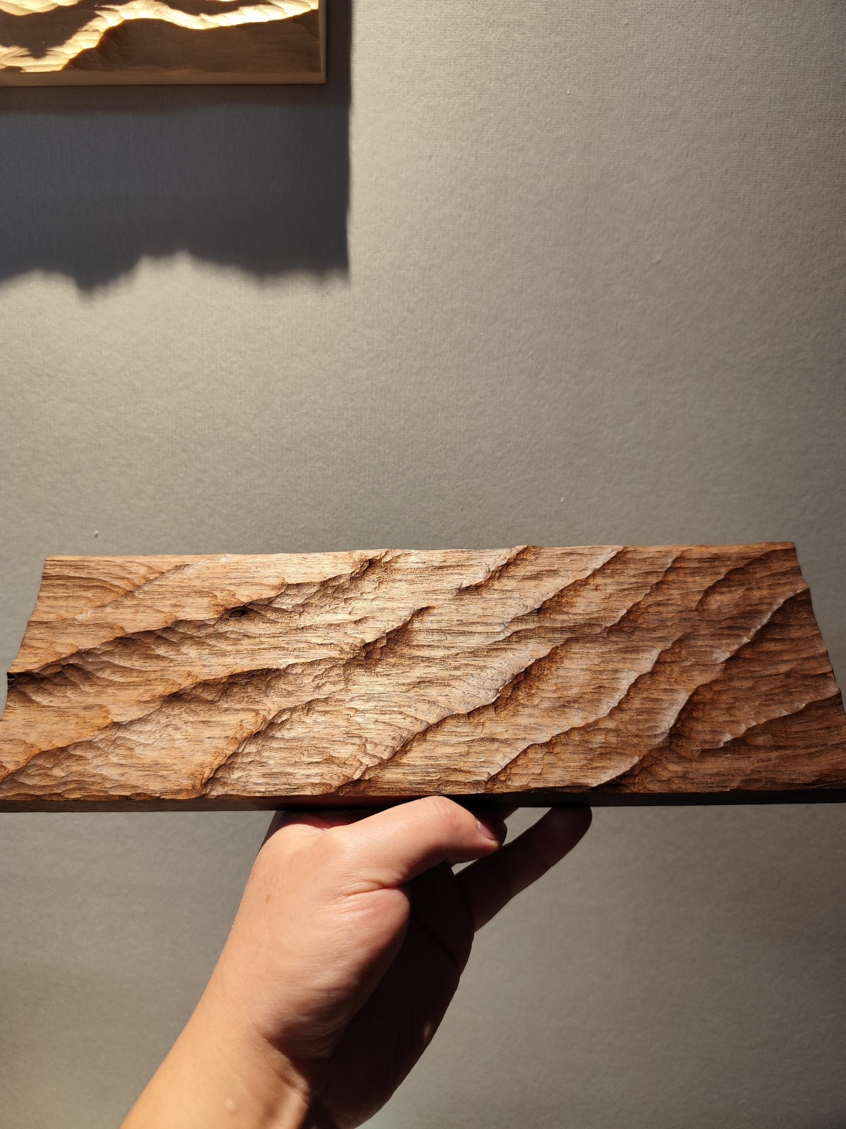 Handcrafted Black Walnut Wave Wood Sculpture
