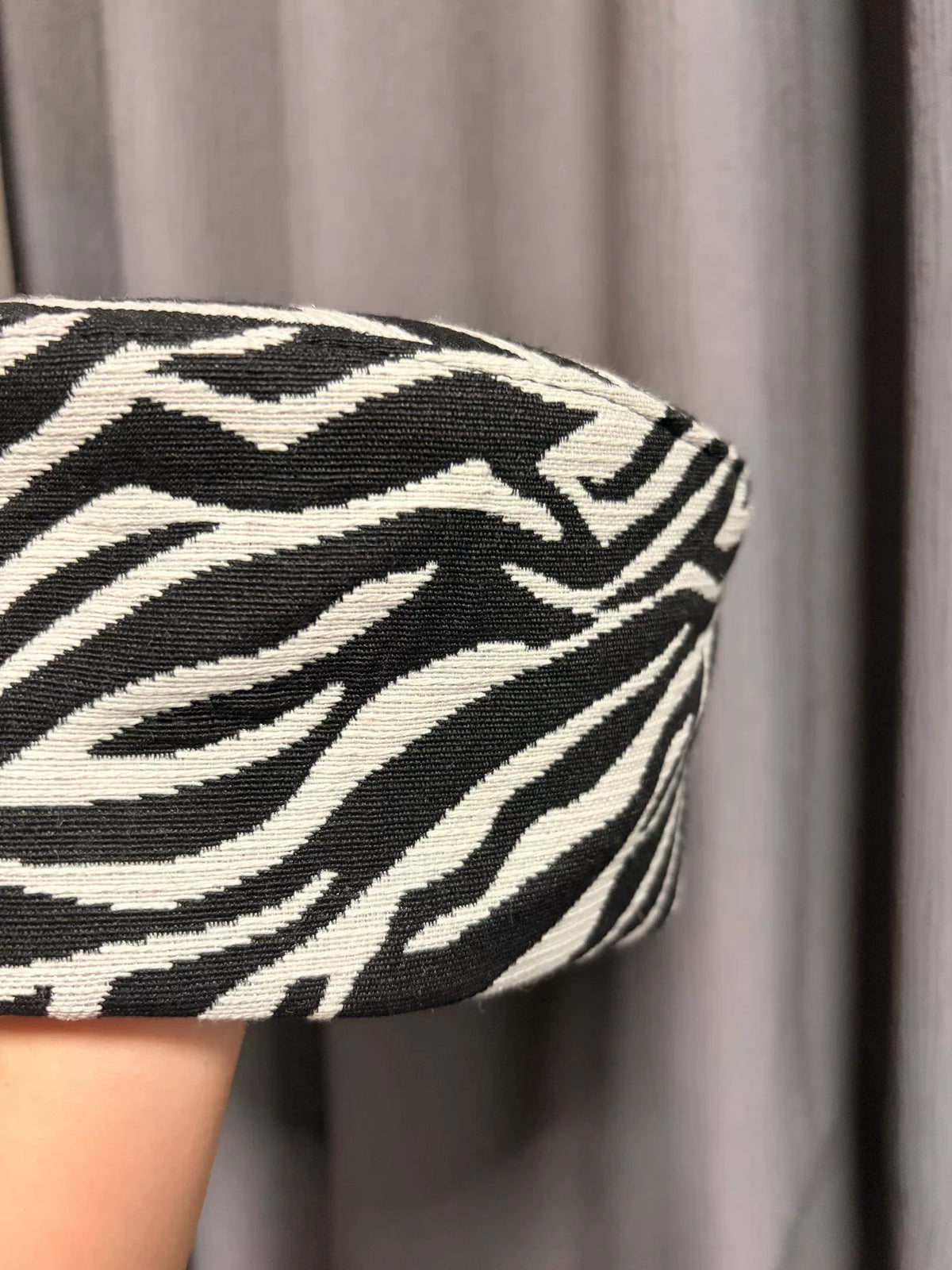 Black White Zebra Knit Jacquard Beret