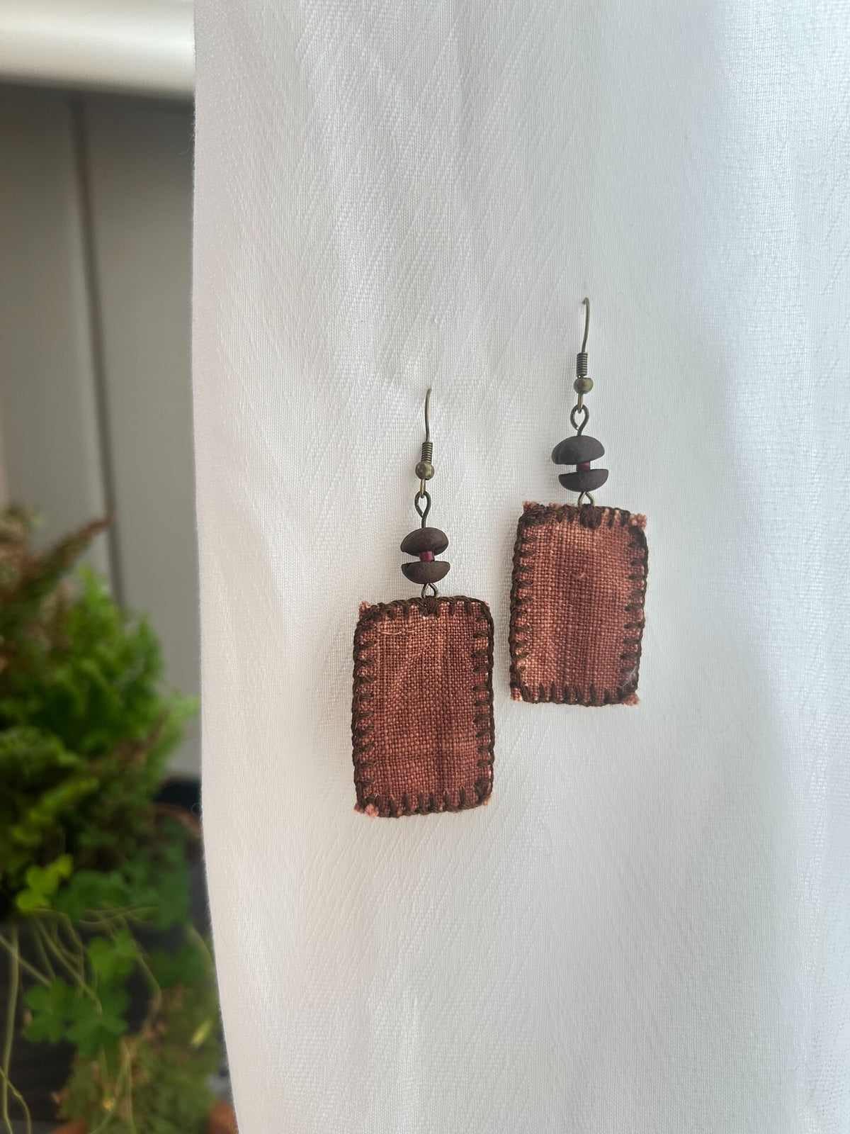 Handmade Fabric Coffee Bean Earrings