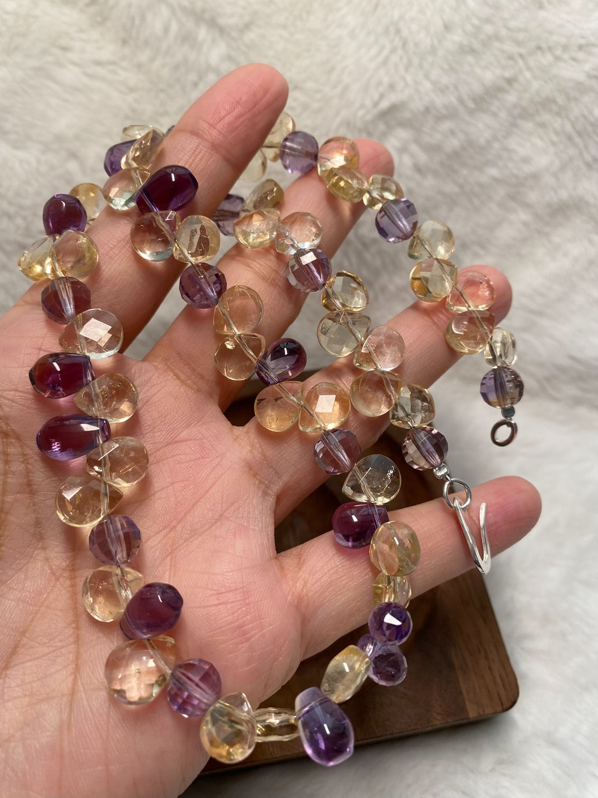 Citrine Amethyst Faceted Teardrop Necklace