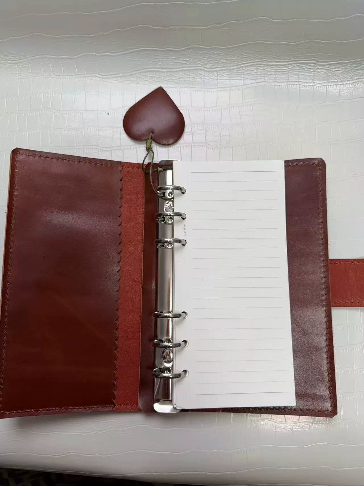 Echtes Leder A6 Slim Ringbuch-Journalordner