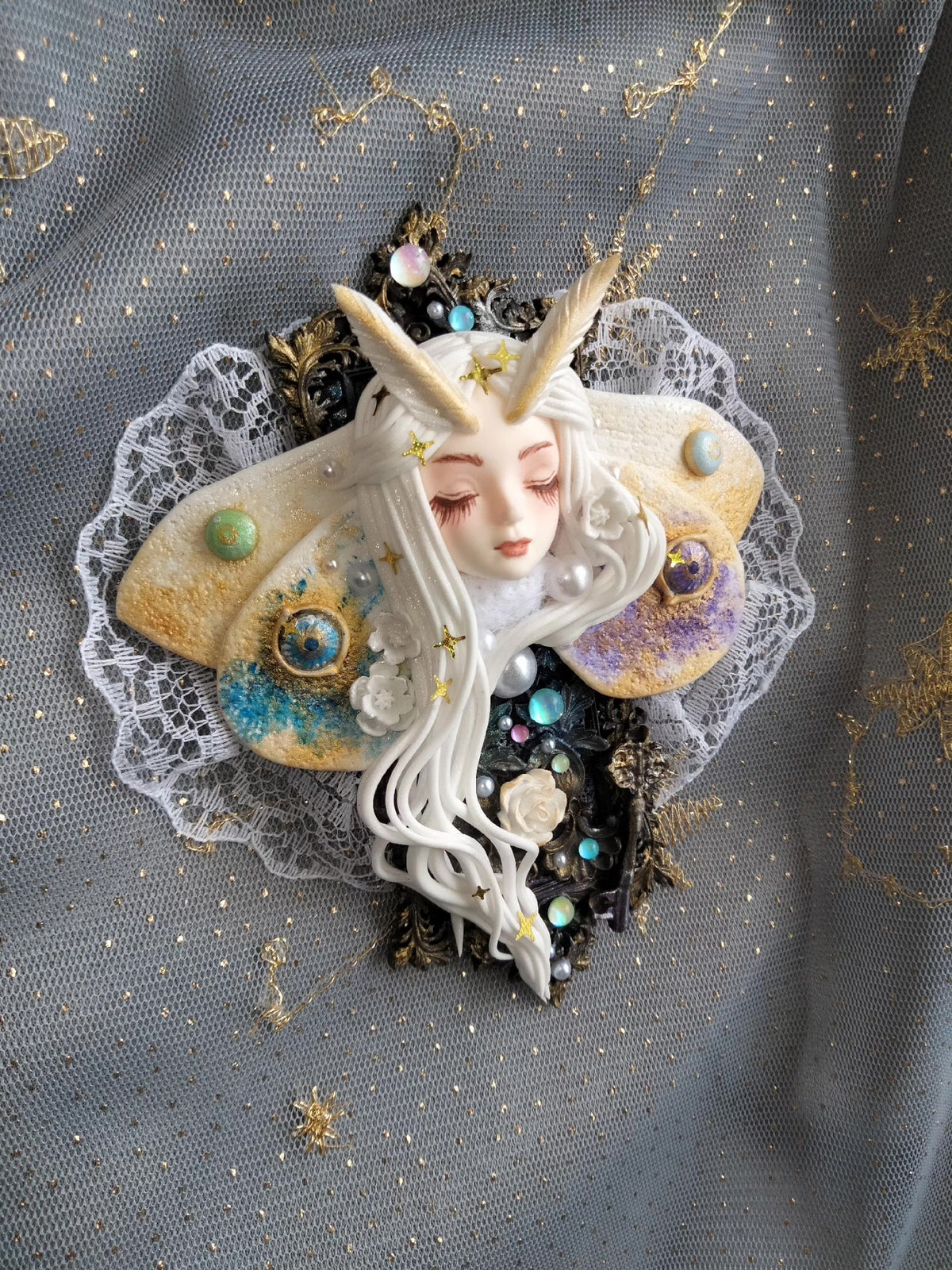 Clay Moth Fairy Face Refrigerator Magnet