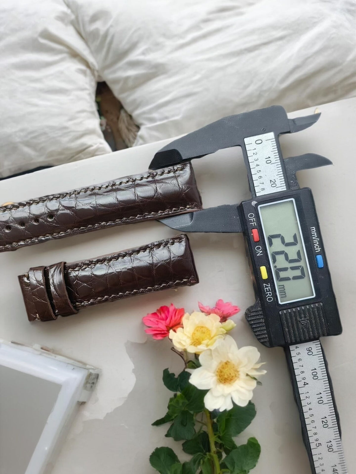 Handmade Brown Crocodile Leather Watch Strap