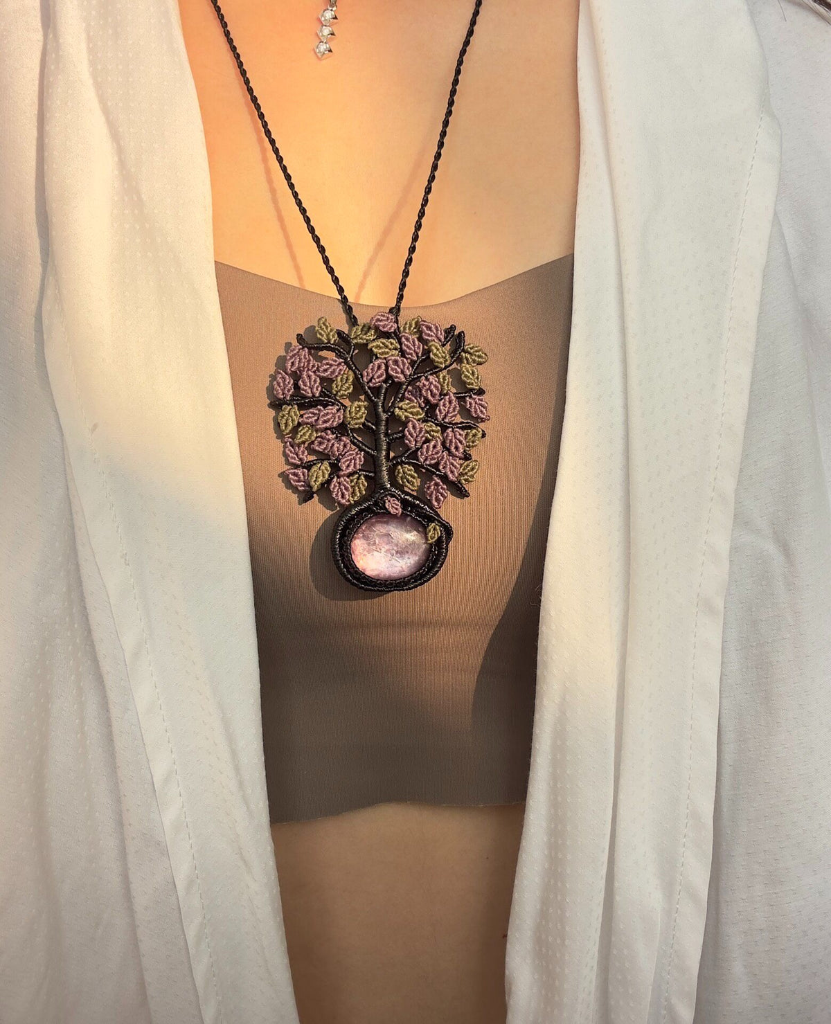 Purple Lepidolite Tree of Life Macrame