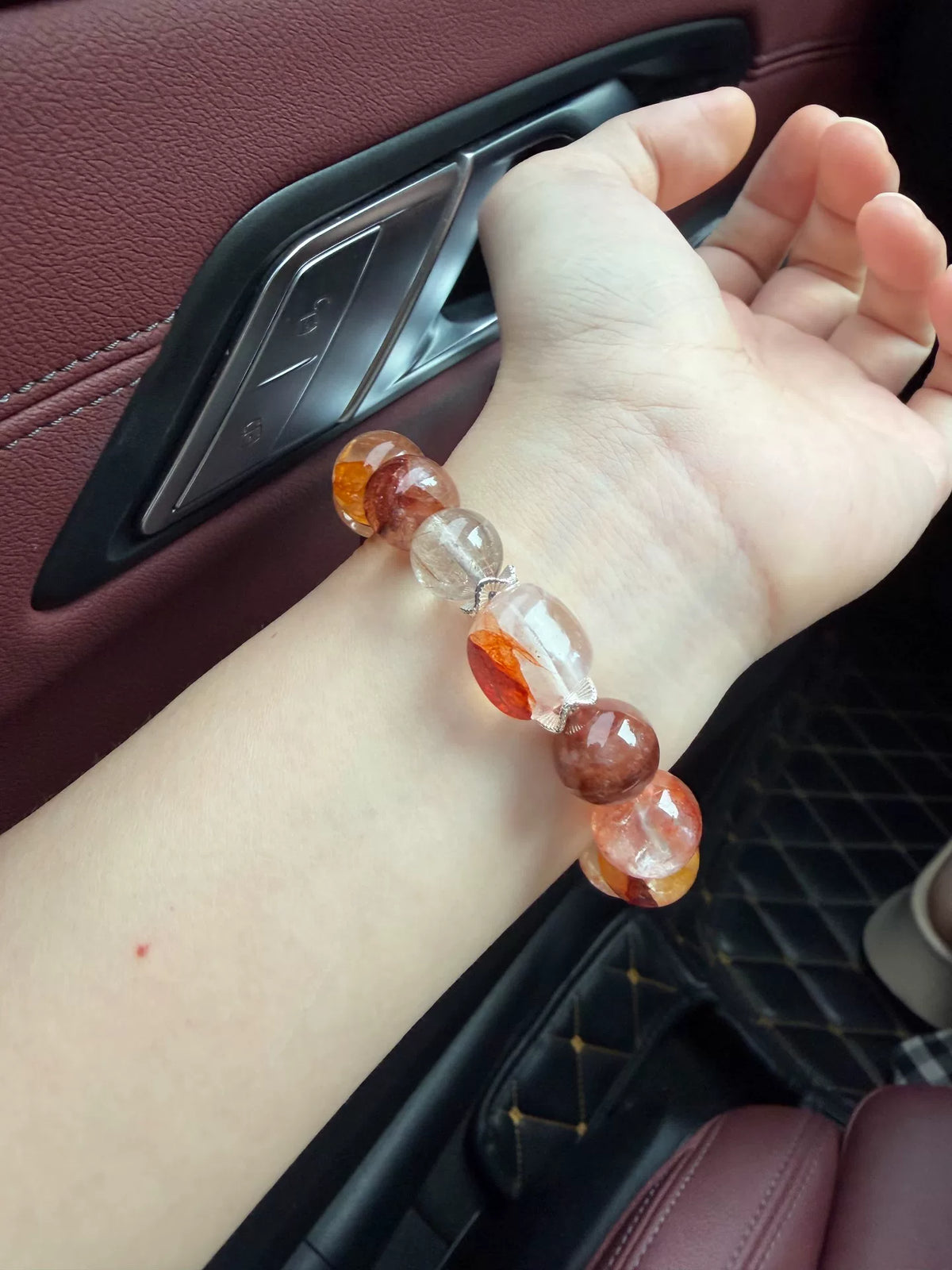 Bracelet en perles de quartz fantôme naturel