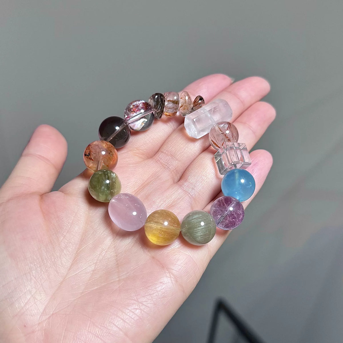 Multi Gemstone Crystal Bracelet 13mm Beads