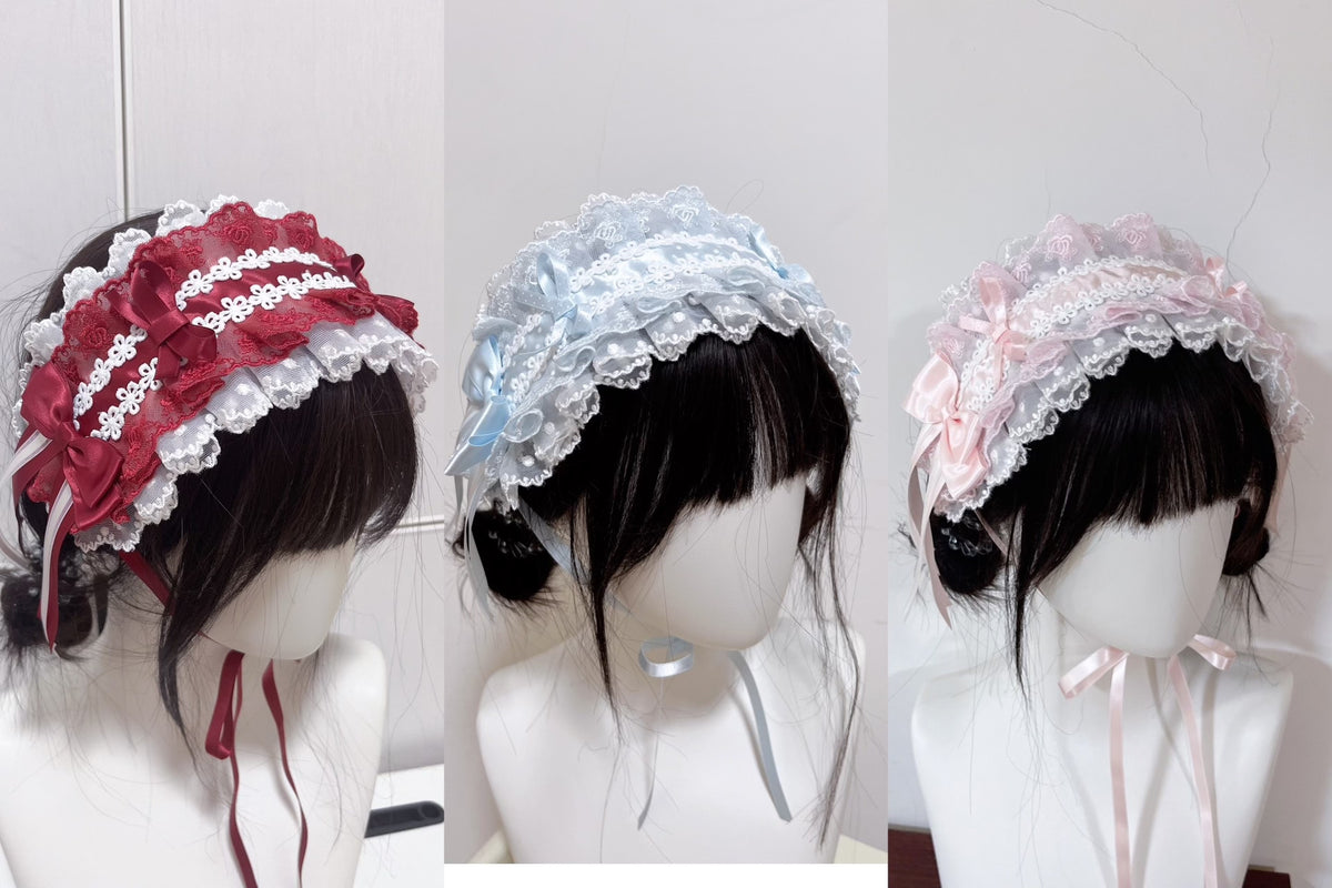 Blue Lolita Lace Bow Headband