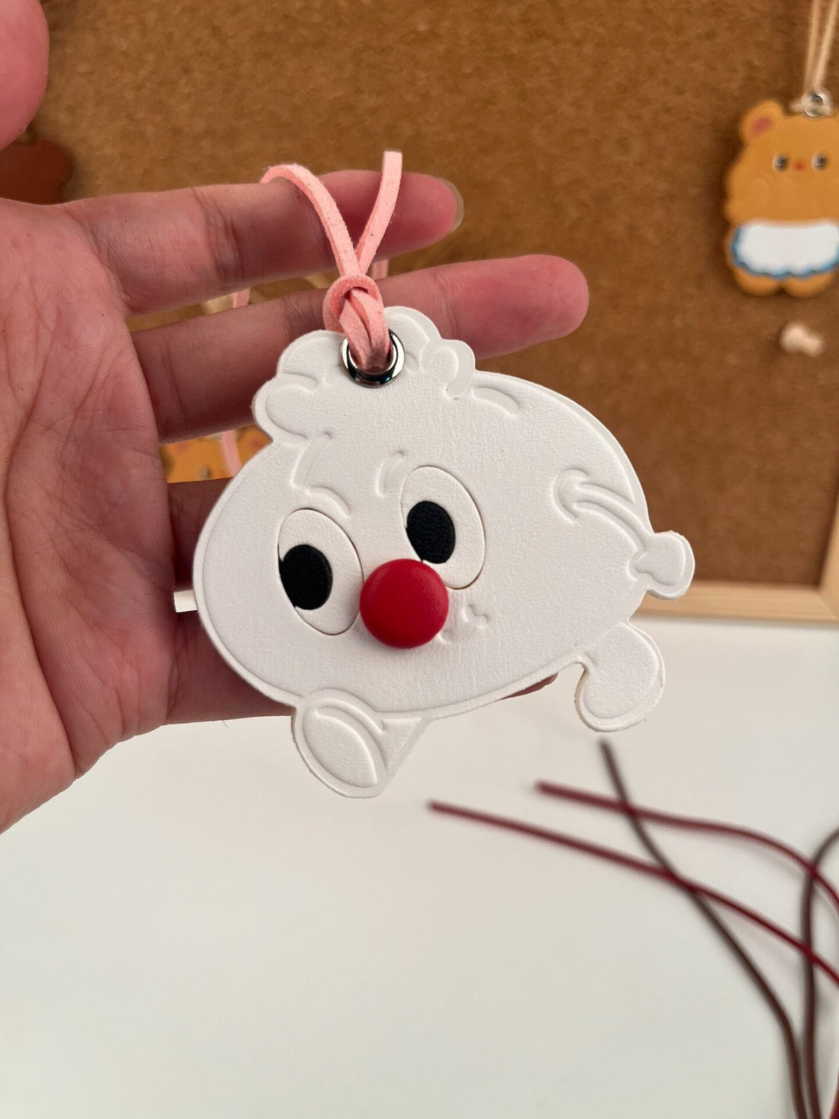 Vegetable-Tanned Leather Character Keychain Charm