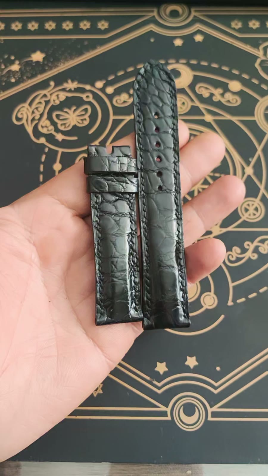 Black Crocodile Leather Watch Strap 21mm