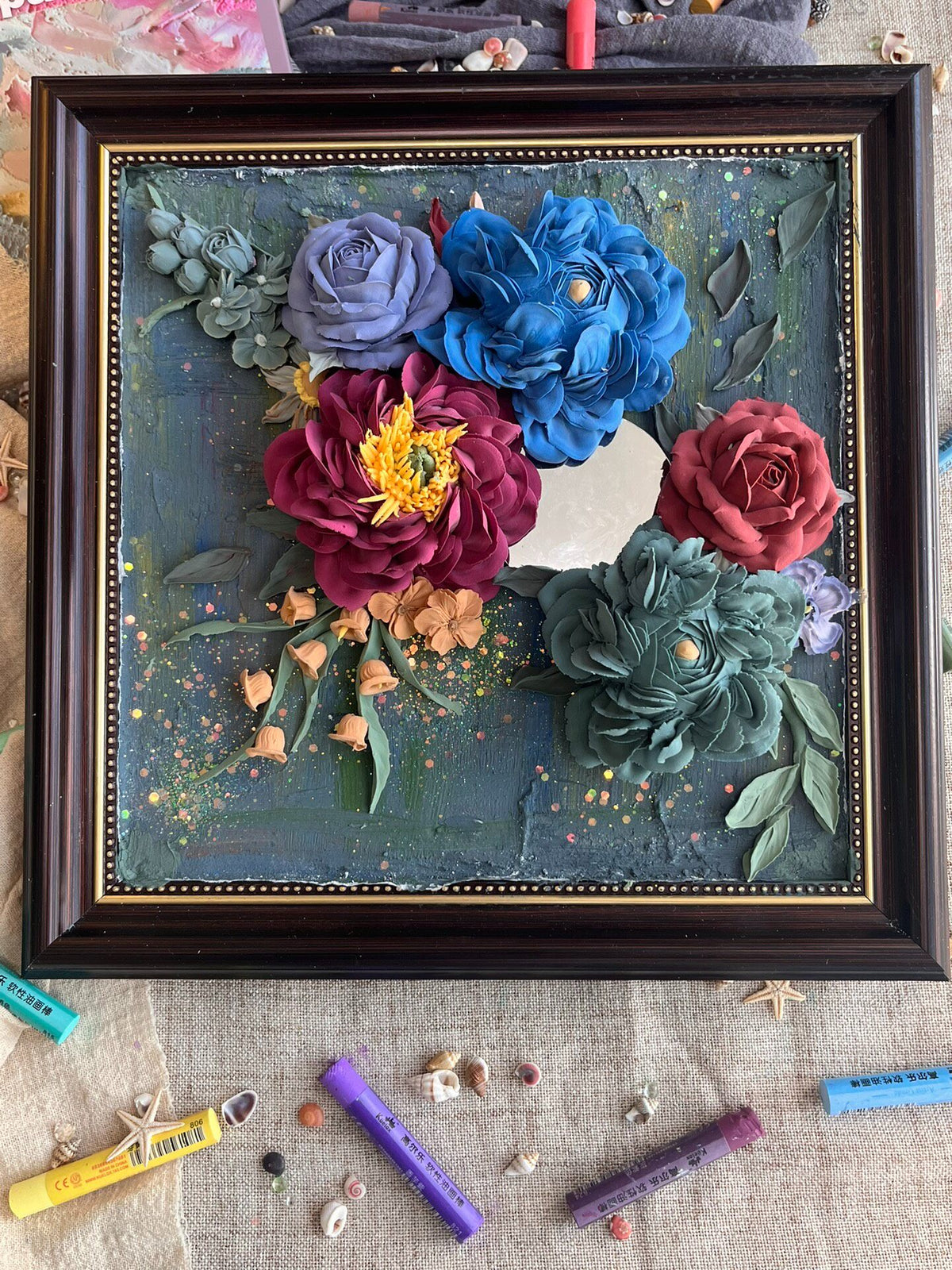 Clay Floral Painting Framed Artwork