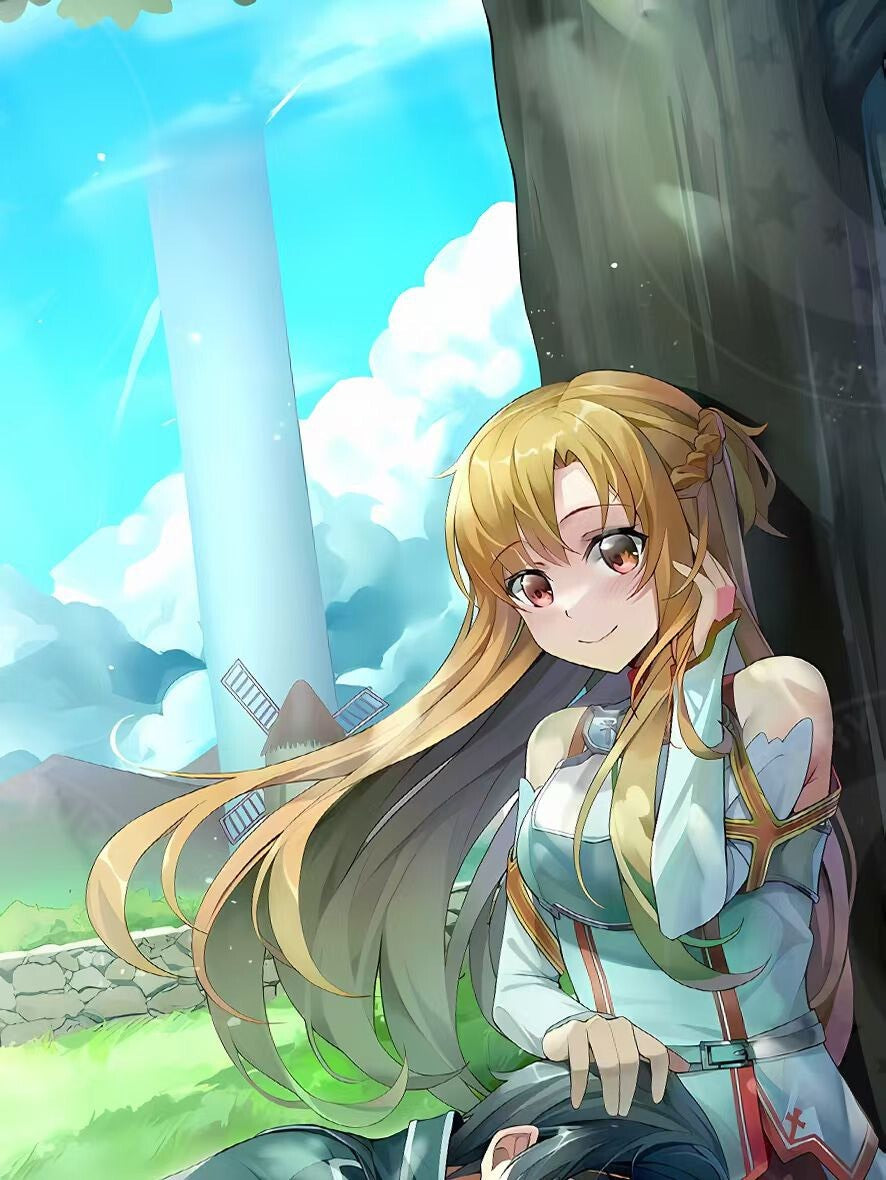 Framed Anime Art Print Under Tree Asuna