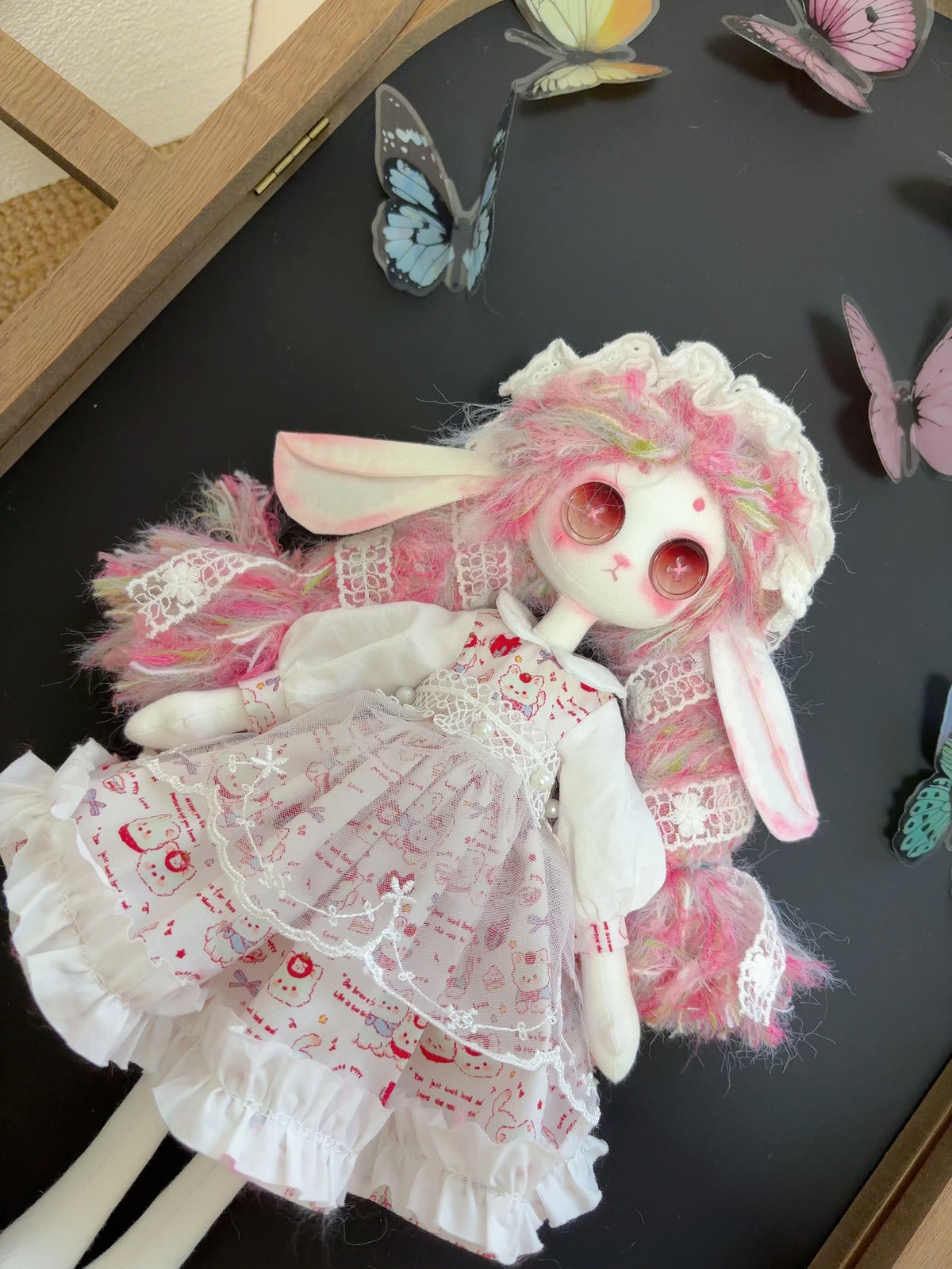 Handmade Cloth Doll with Button Eyes