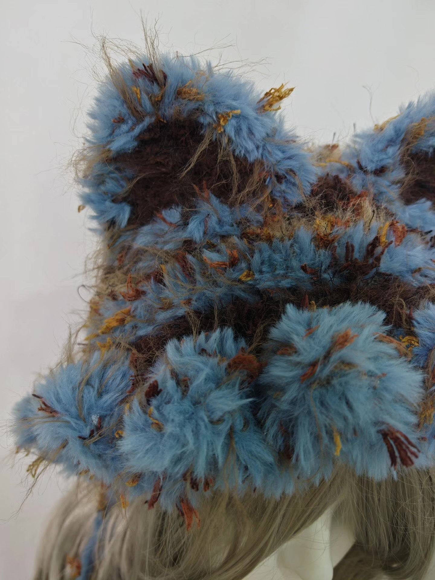 Brown-Blue Fox Hat with Ear Flaps