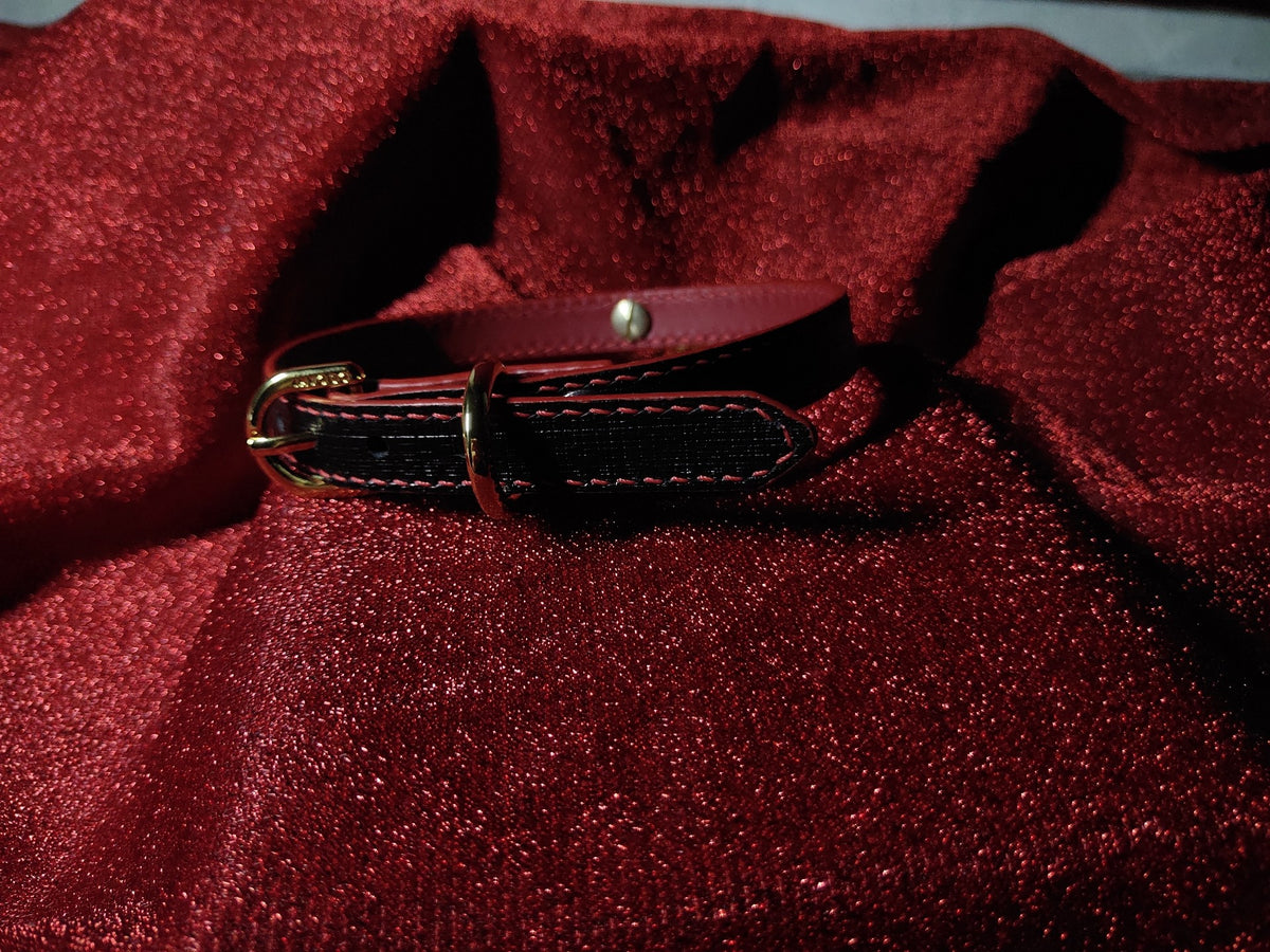 Black Red Cross Grain Collar Gold Bell Pendant