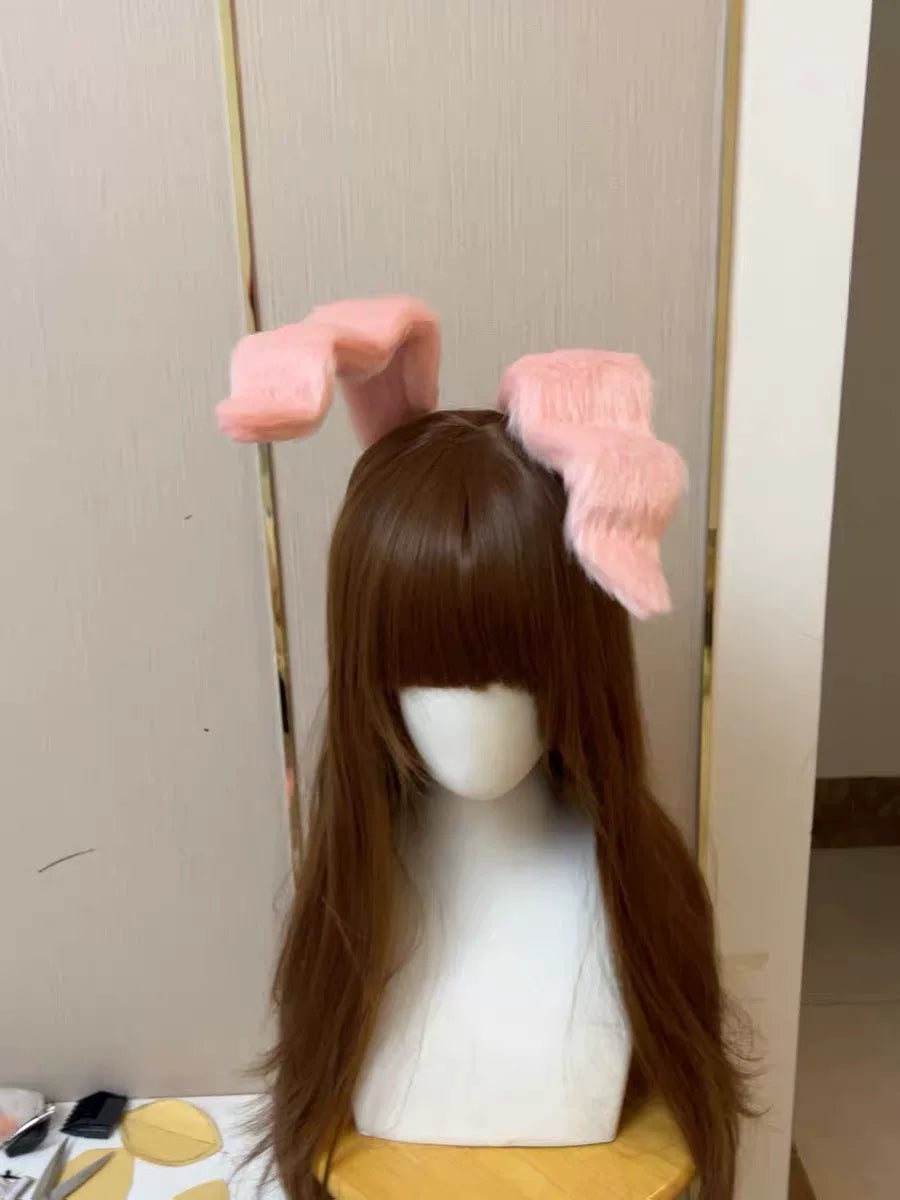 ピンク プラッシュ うさぎ耳 コスプレカチューバンド
