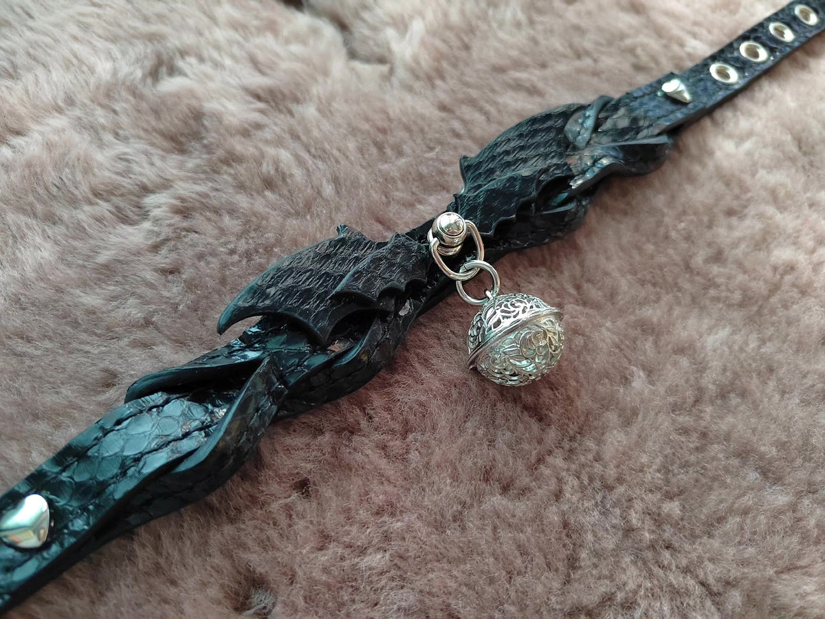 Black Snakeskin Braided Pet Collar Choker
