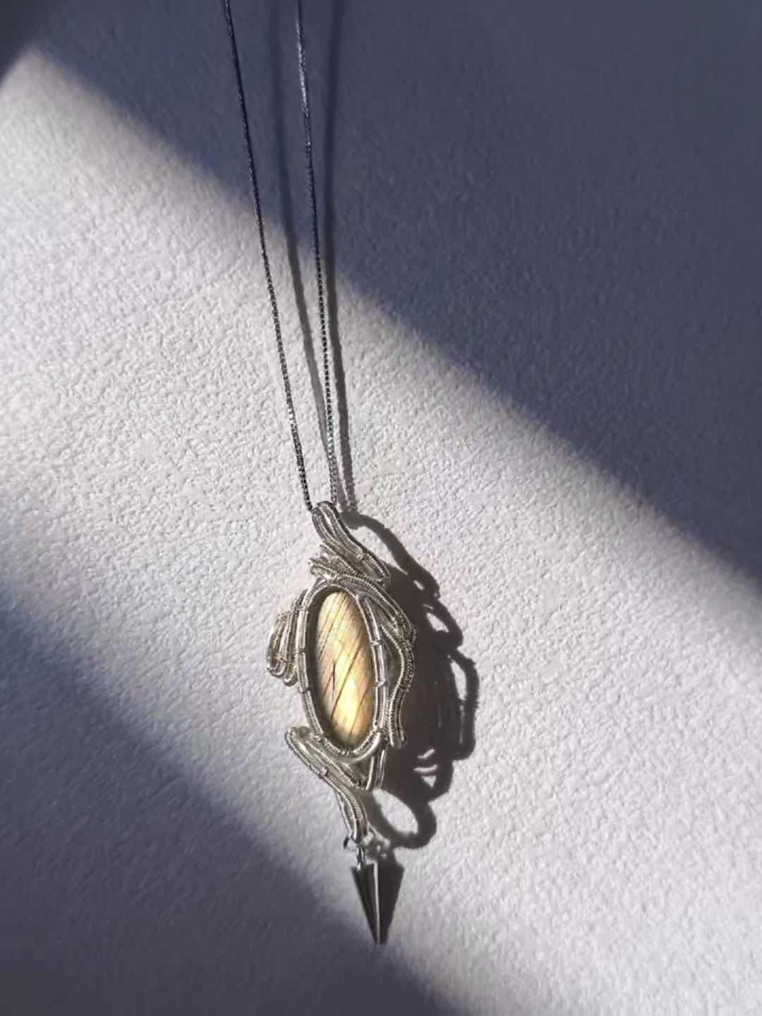 Handmade Labradorite Wire Wrap Pendant Necklace